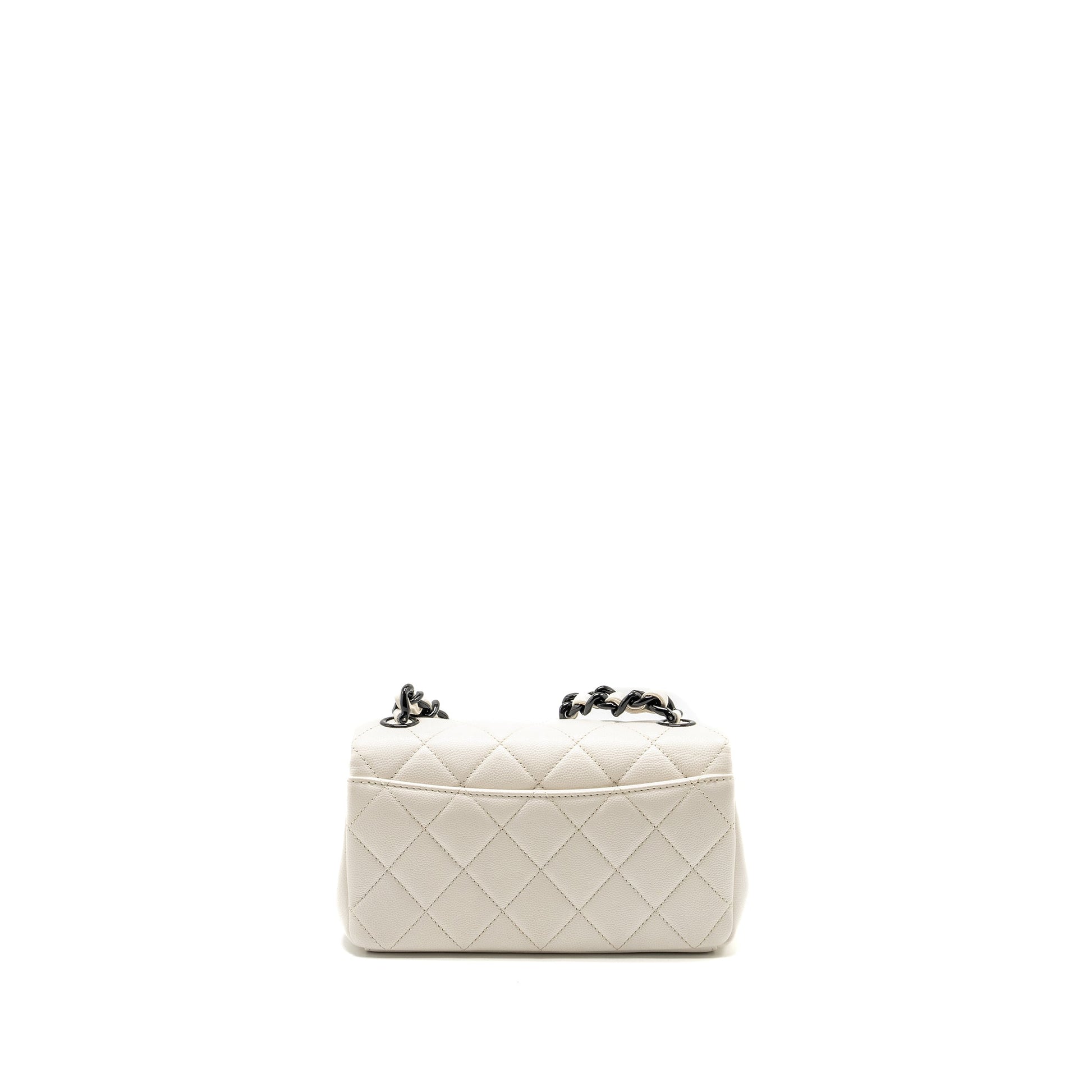 Chanel My Everything Flap Quilted Caviar Hardware Black White Shoulder Bag