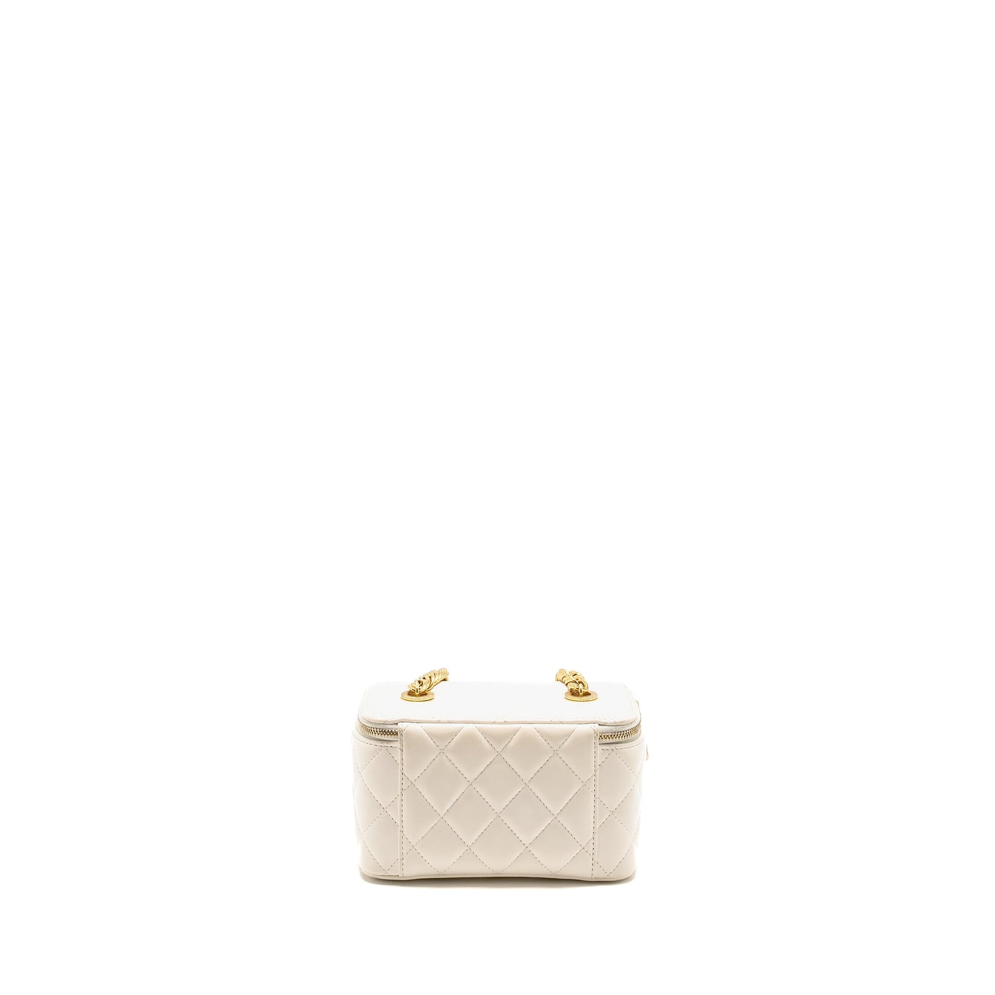 Chanel Letter CC Logo Long Vanity Lambskin White Handbag