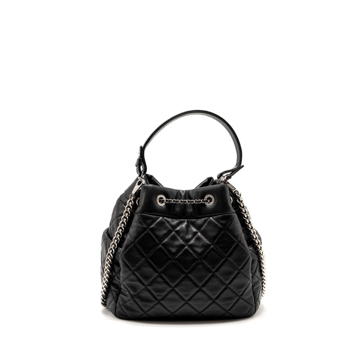 Chanel CC Drawstring Bucket Lambskin SHW Black Jewelry