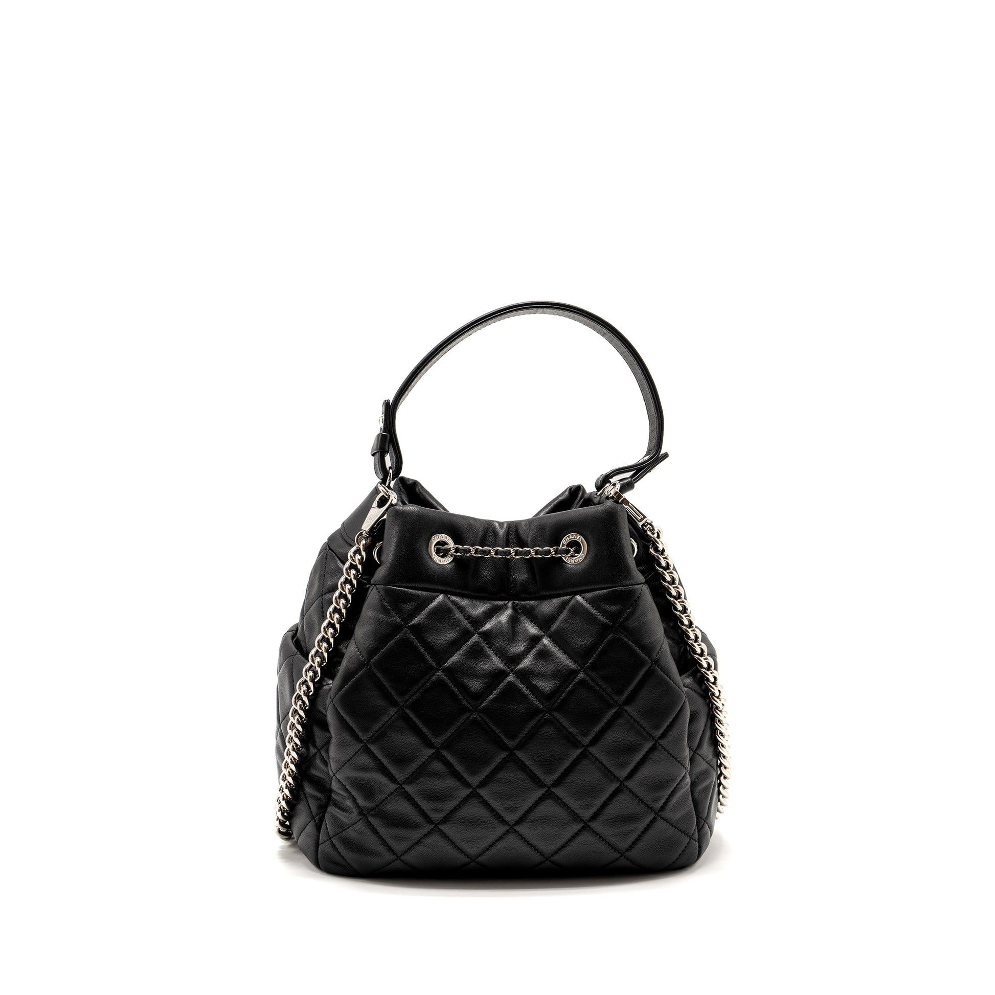 Chanel CC Drawstring Bucket Lambskin SHW Black Jewelry