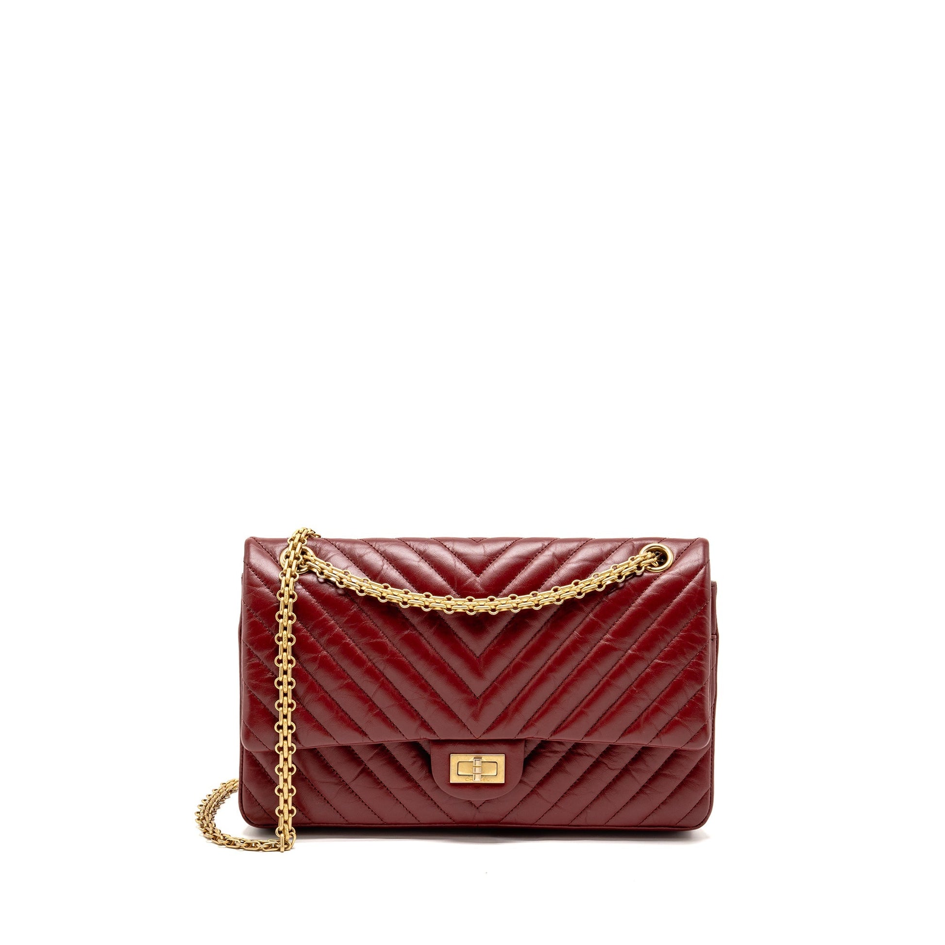 Chanel 2.55 226 Reissue Double Flap Chevron Red Shoulder Bag