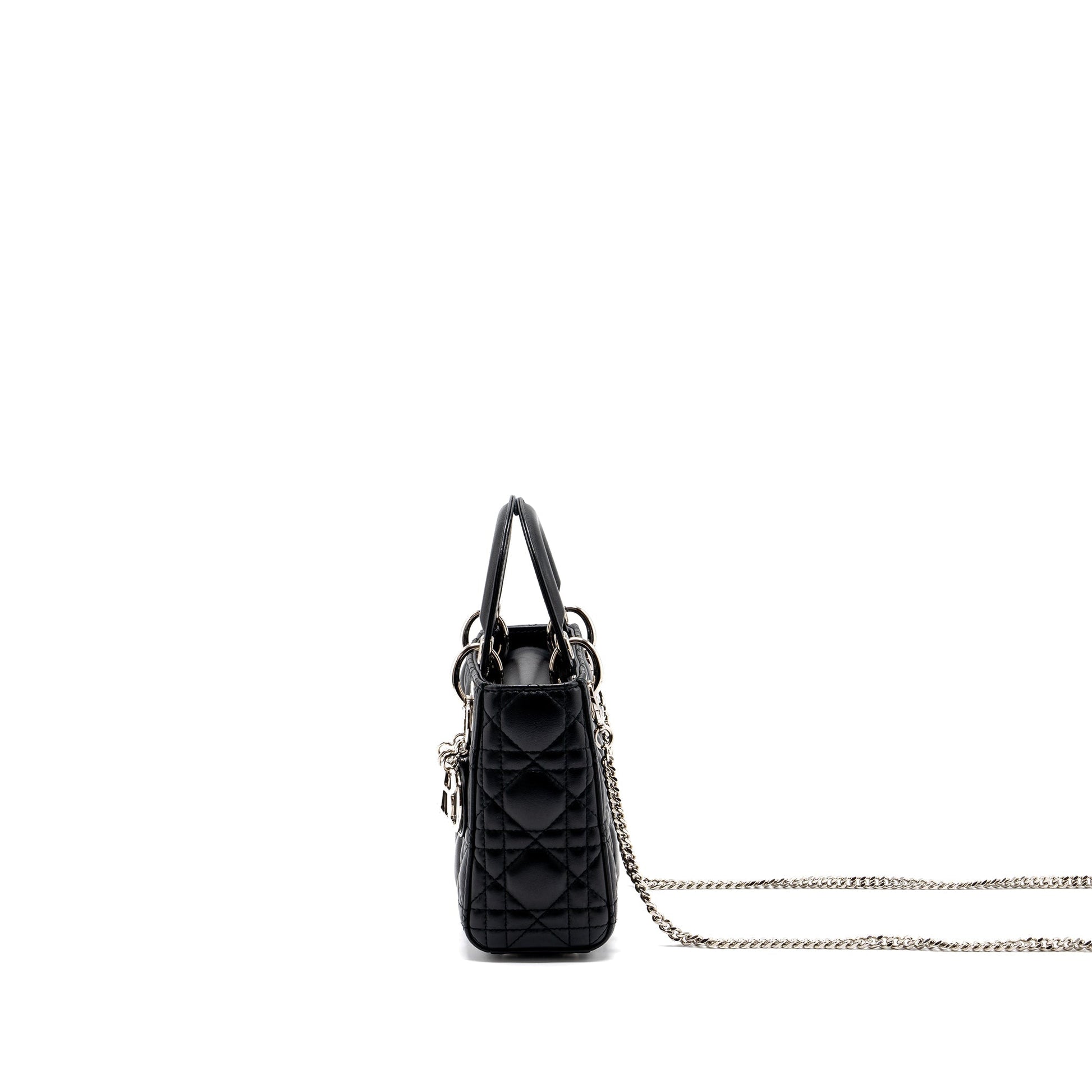 Dior Lady Lambskin Handbag Black Mini Travel Bag Black Handbag