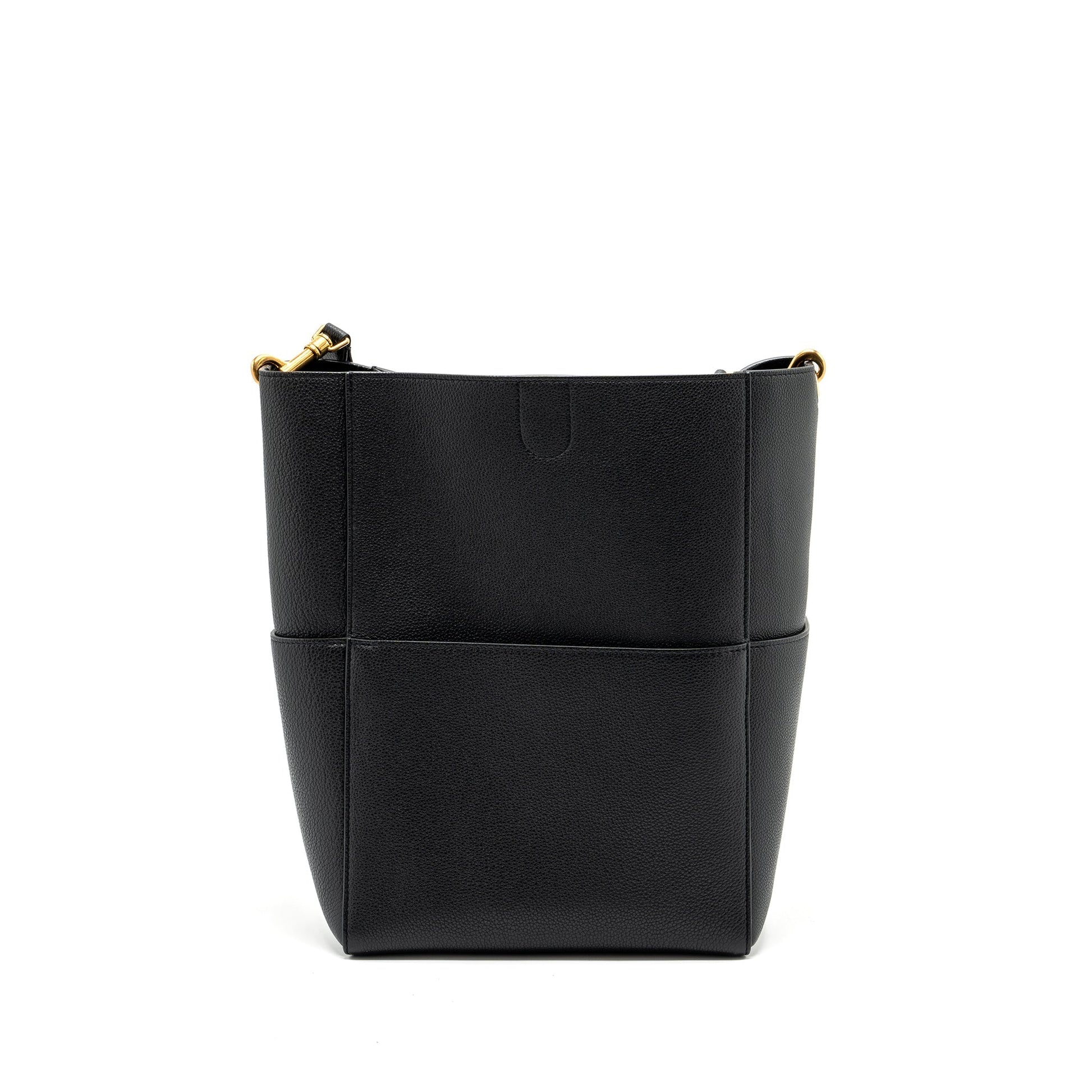 Celine Sangle Purse Grained Calfskin Handbag Black Bucket Bucket Bag