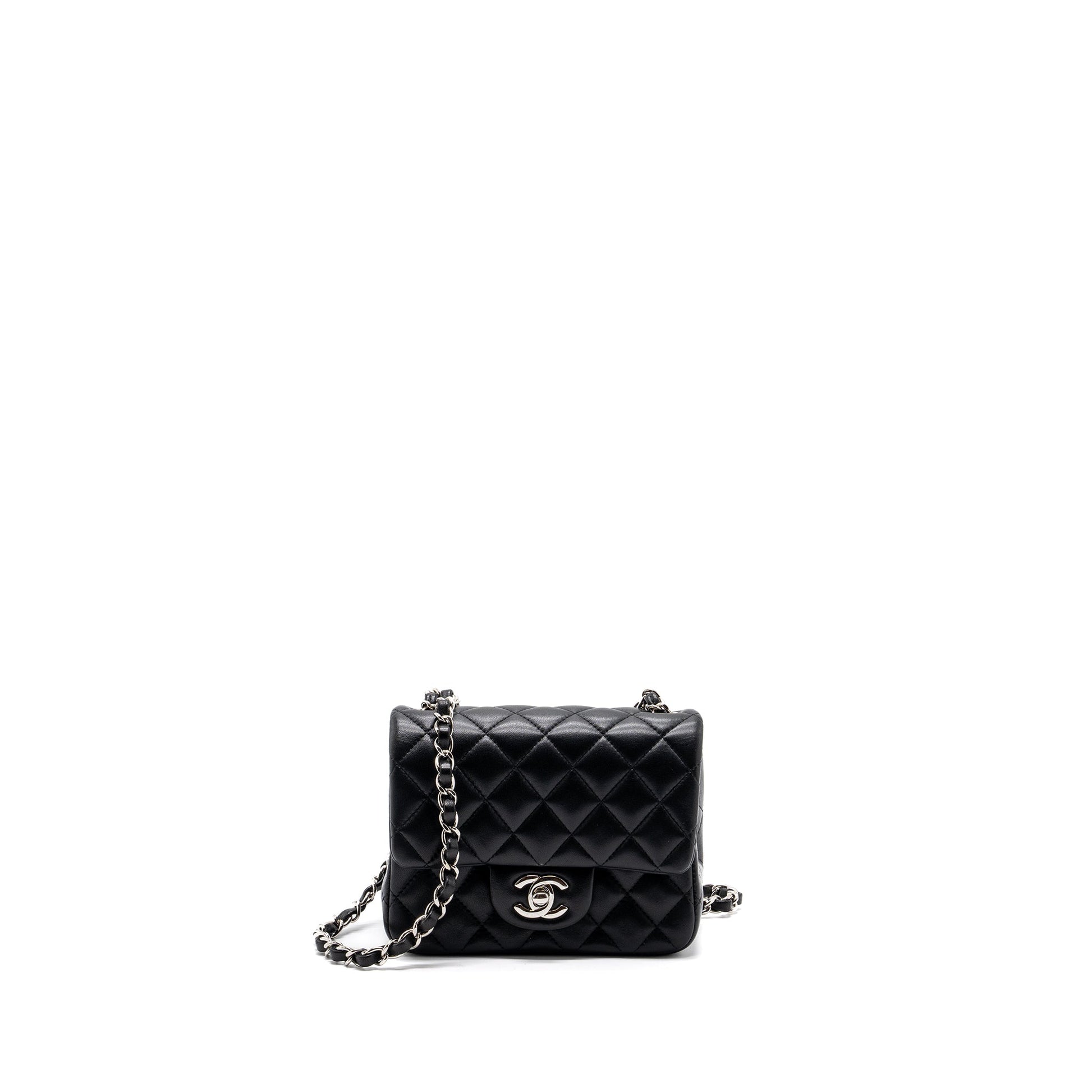 Chanel square flap lambskin SHW Black Shoulder Bag