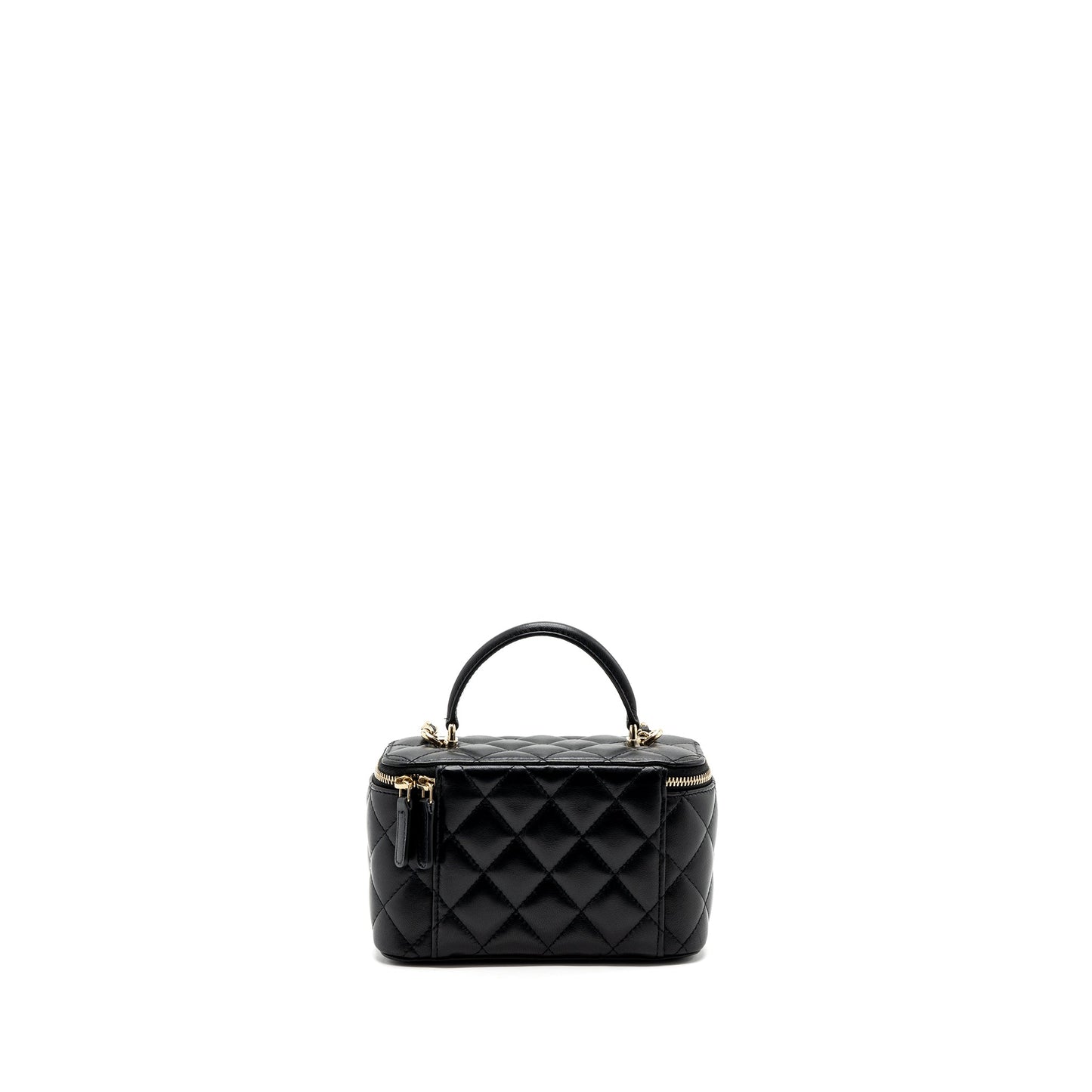 Chanel top handle long vanity lambskin LGHW Black Handbag Lghw Microchip