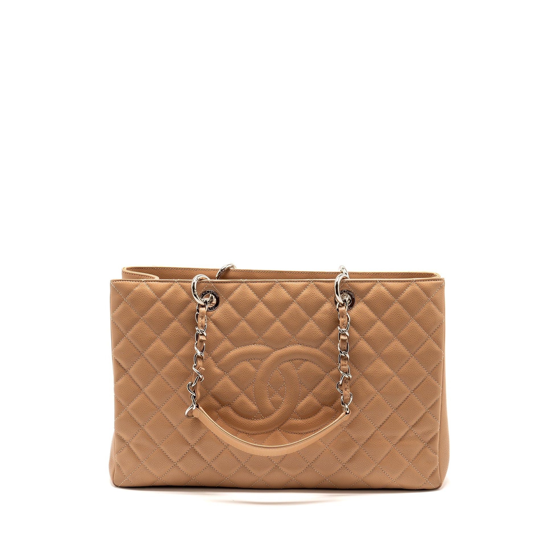 Chanel XL Grand Shopping Caviar Dark SHW Beige Tote Bag