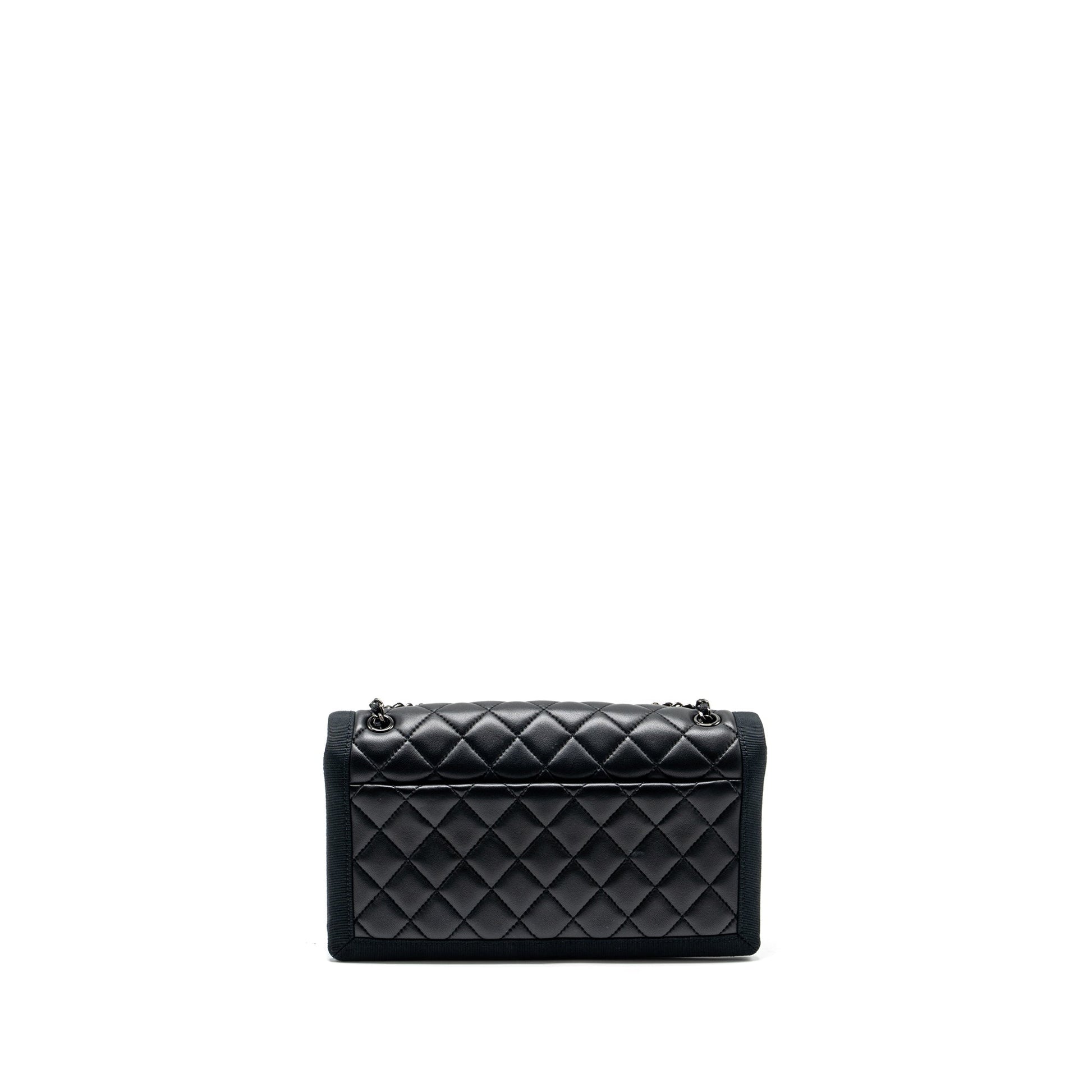 Chanel Quilted Flap Lambskin Fabric SO Black Shoulder Bag