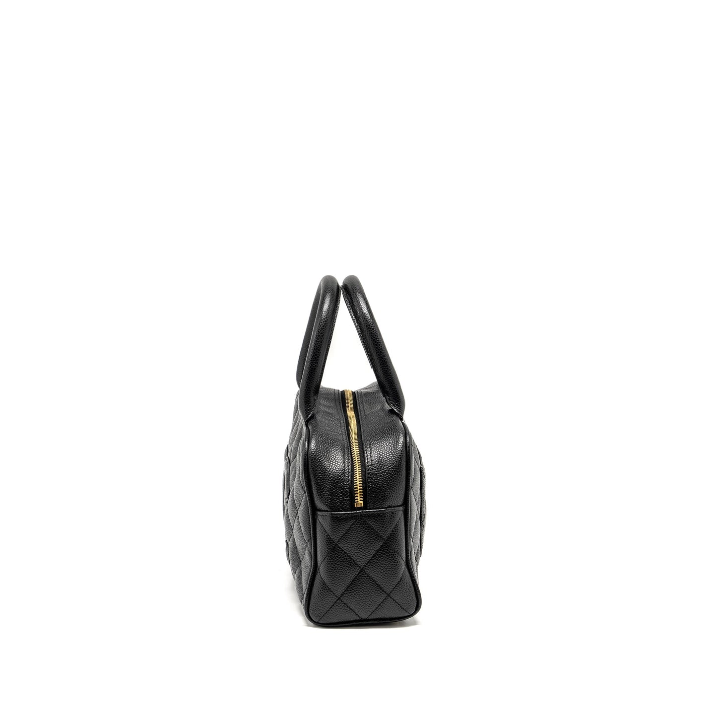 Chanel Quilted CC Logo Bowling Caviar GHW Black Handbag