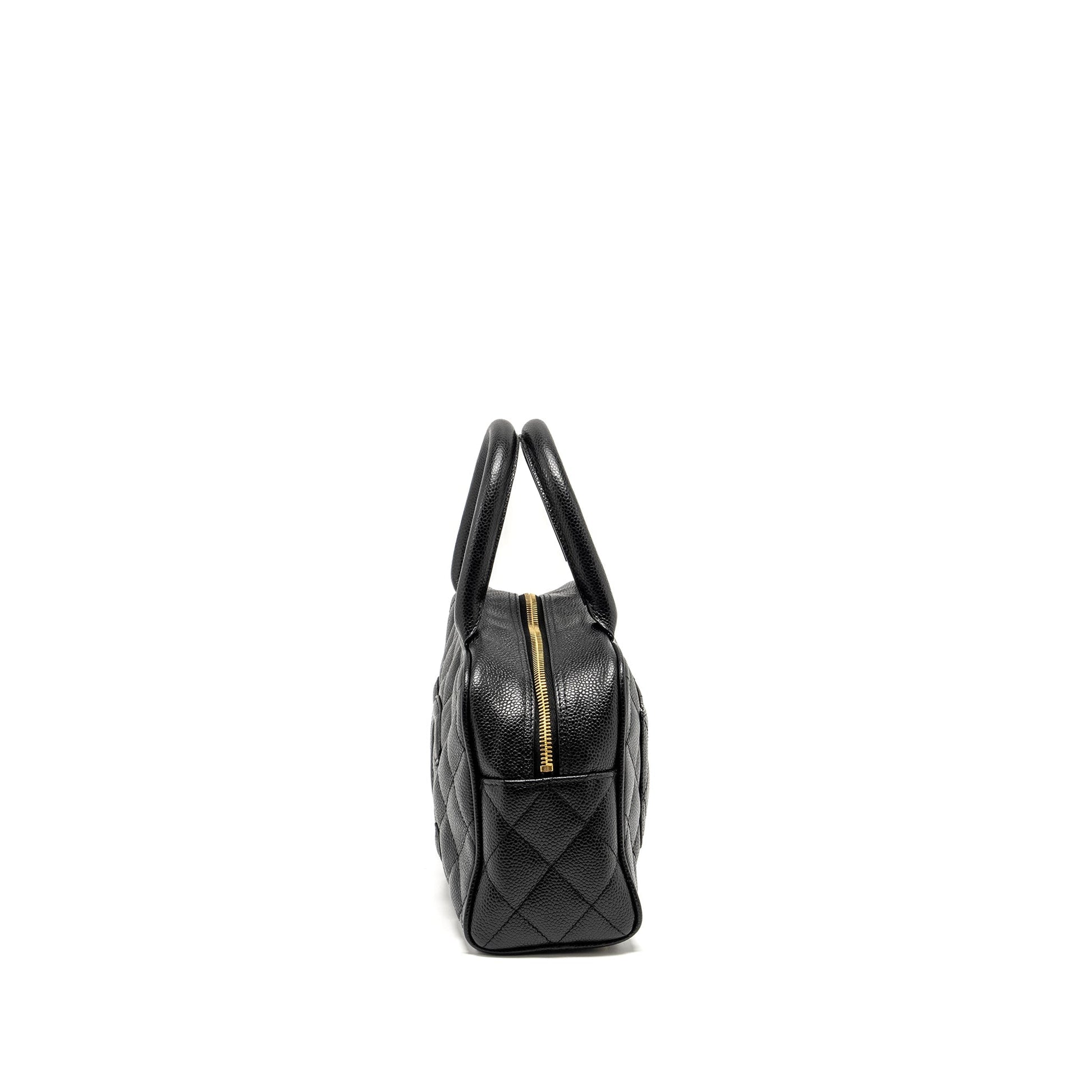 Chanel Quilted CC Logo Bowling Caviar GHW Black Handbag