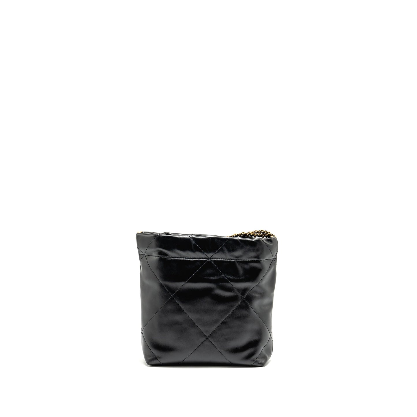 Chanel 22 Shiny Calfskin GHW Microchip Black Mini Bag Ghw Microchip