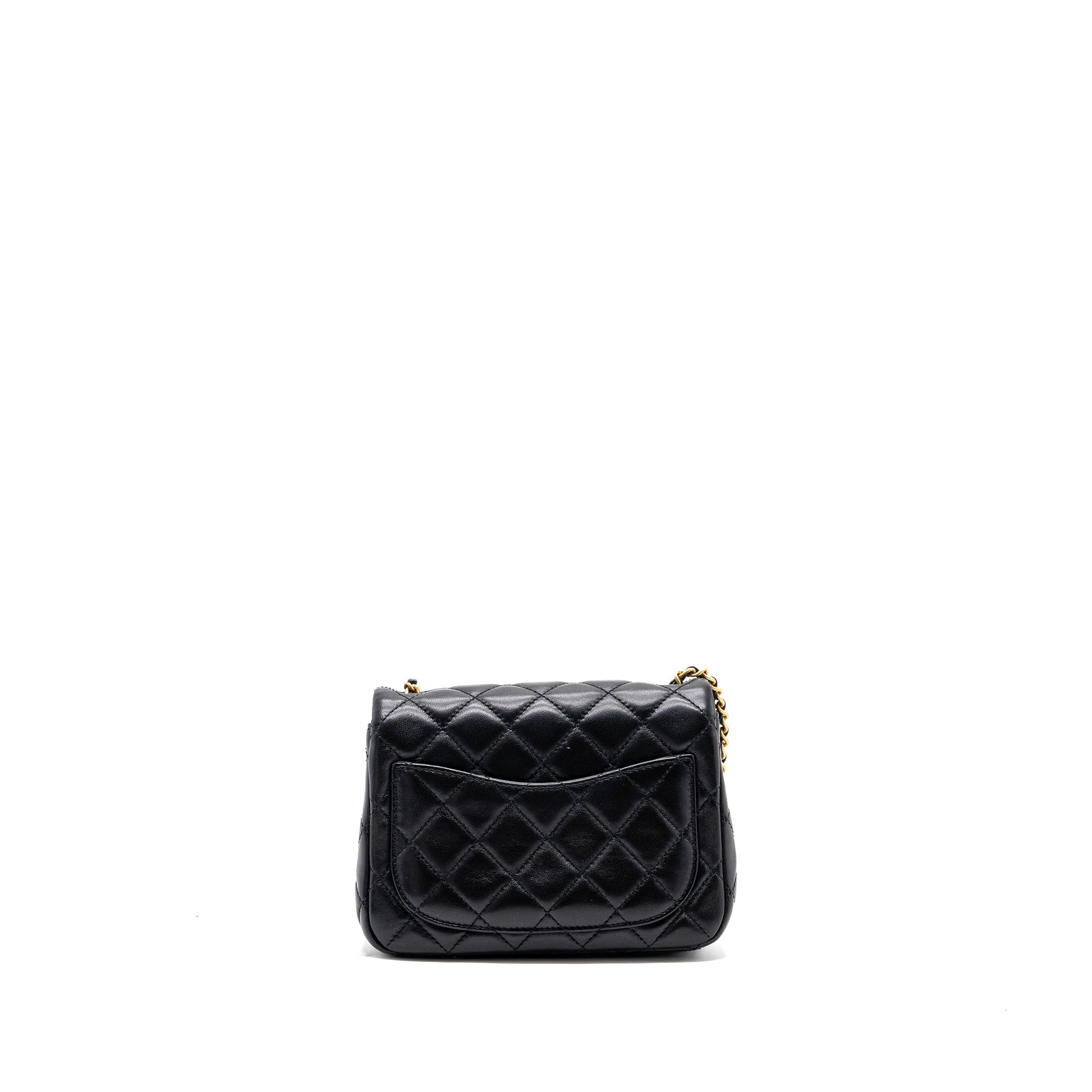 Chanel pearl crush square flap lambskin GHW Black Shoulder Bag Microchip 5