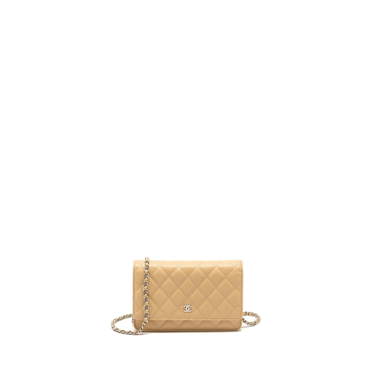 Chanel Classic on Caviar SHW Microchip Beige Wallet Case Shw Microchip