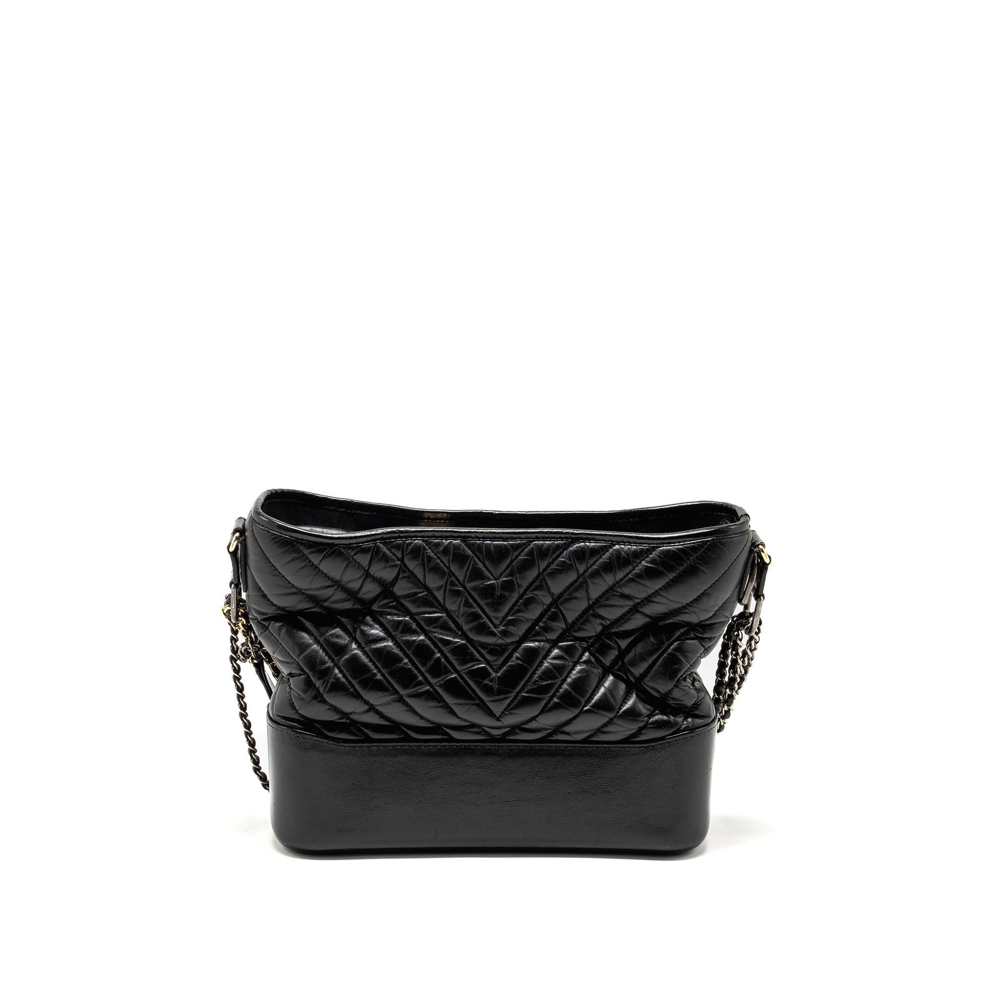 Chanel Gabrielle Hobo Shiny Calfskin Hardware Multicolour Black Shoulder Bag