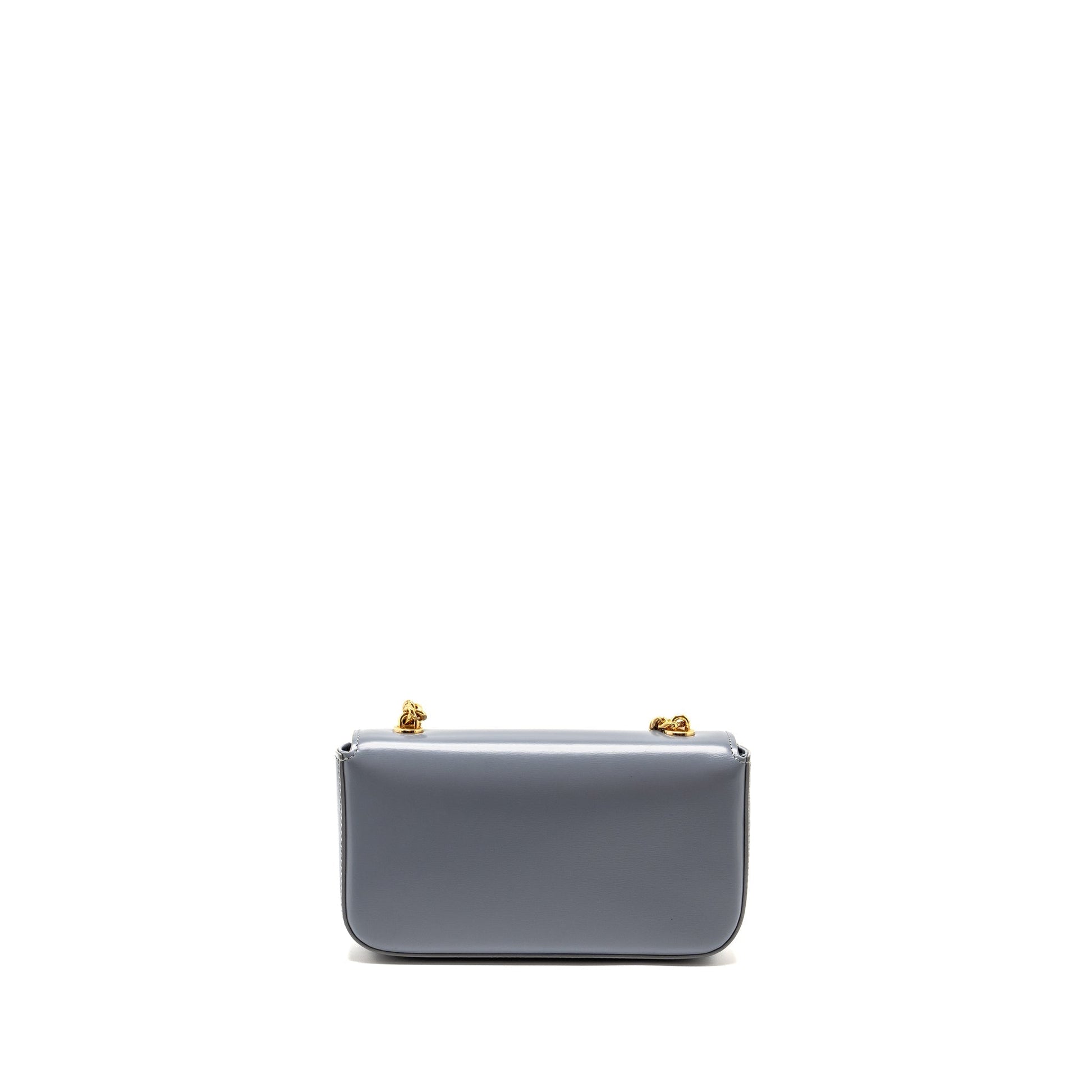 Luxury Shoulder Bag Claude Shiny Calfskin Grey Blue Chain