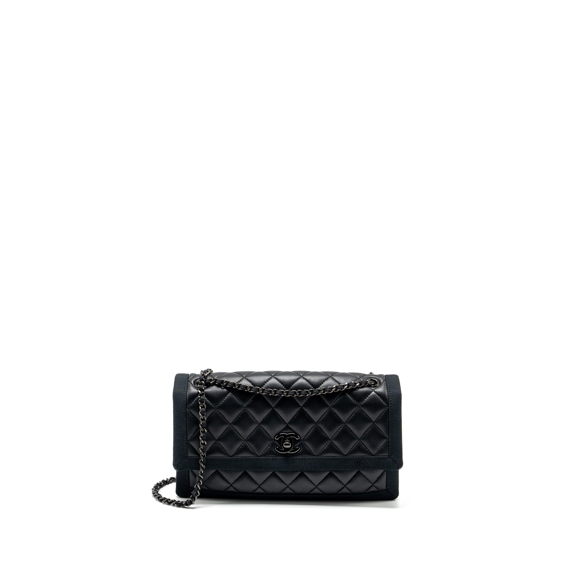 Chanel Quilted Flap Lambskin Fabric SO Black Shoulder Bag