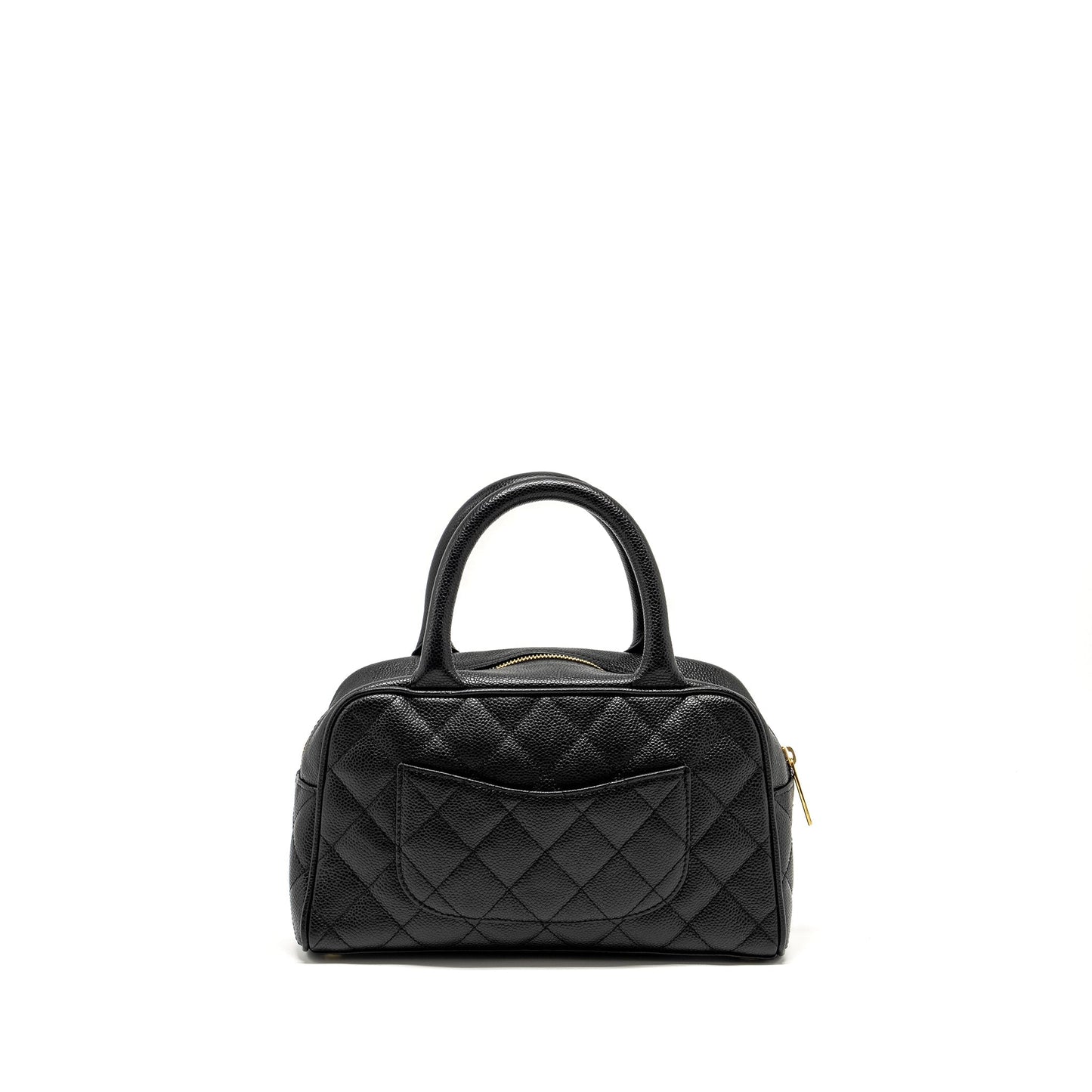 Chanel Quilted CC Logo Bowling Caviar GHW Black Handbag