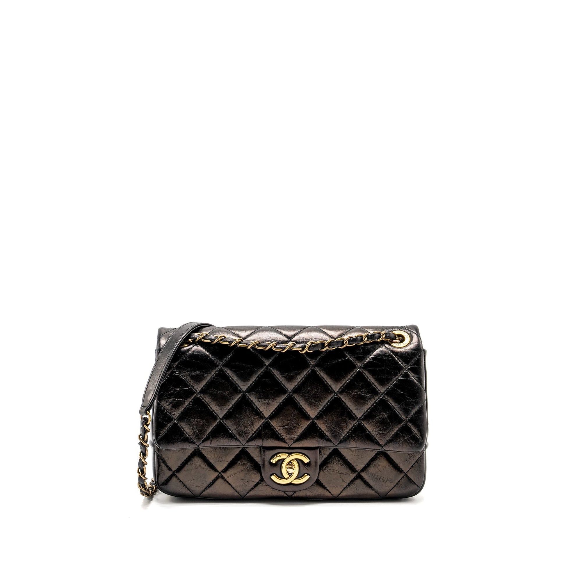 Chanel Limited Edition Quilted Flap Shiny Calfskin Black Shoulder Bag