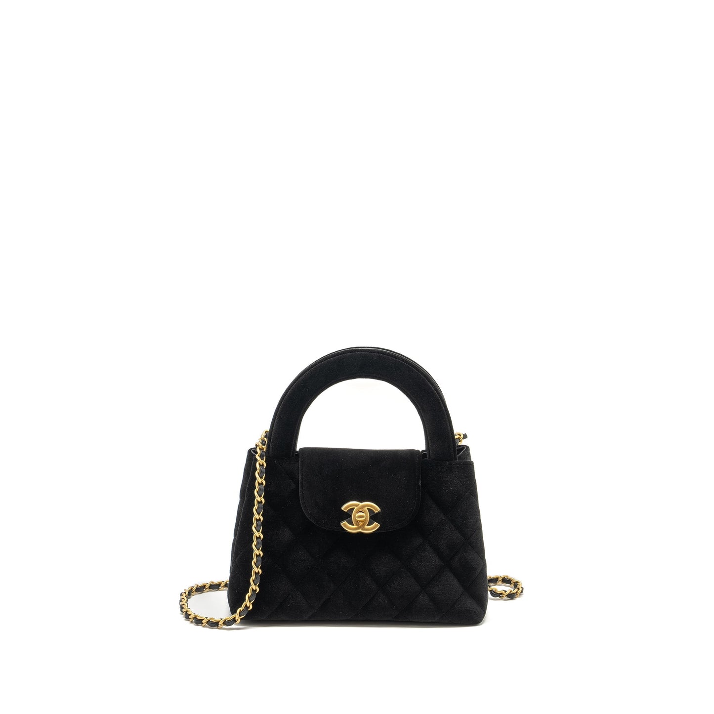 Chanel 24a Shopping Kelly Velvet GHW microchip Black Tote Bag