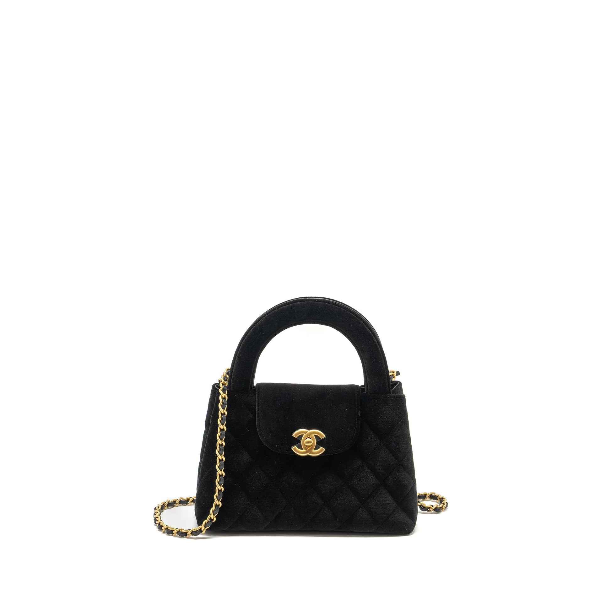 Chanel 24a Shopping Kelly Velvet GHW microchip Black Tote Bag