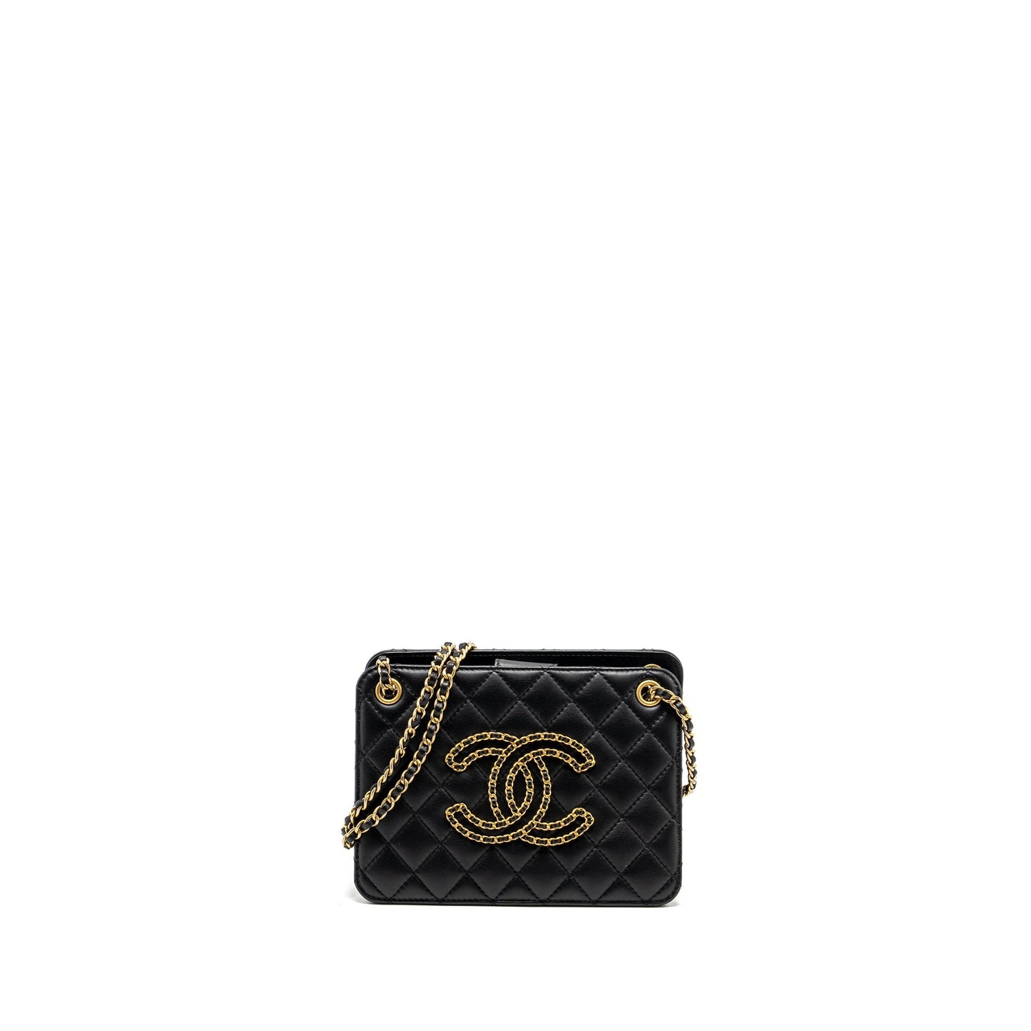 Chanel Giant CC Logo Lambskin GHW Black Tote Bag Ghw 1