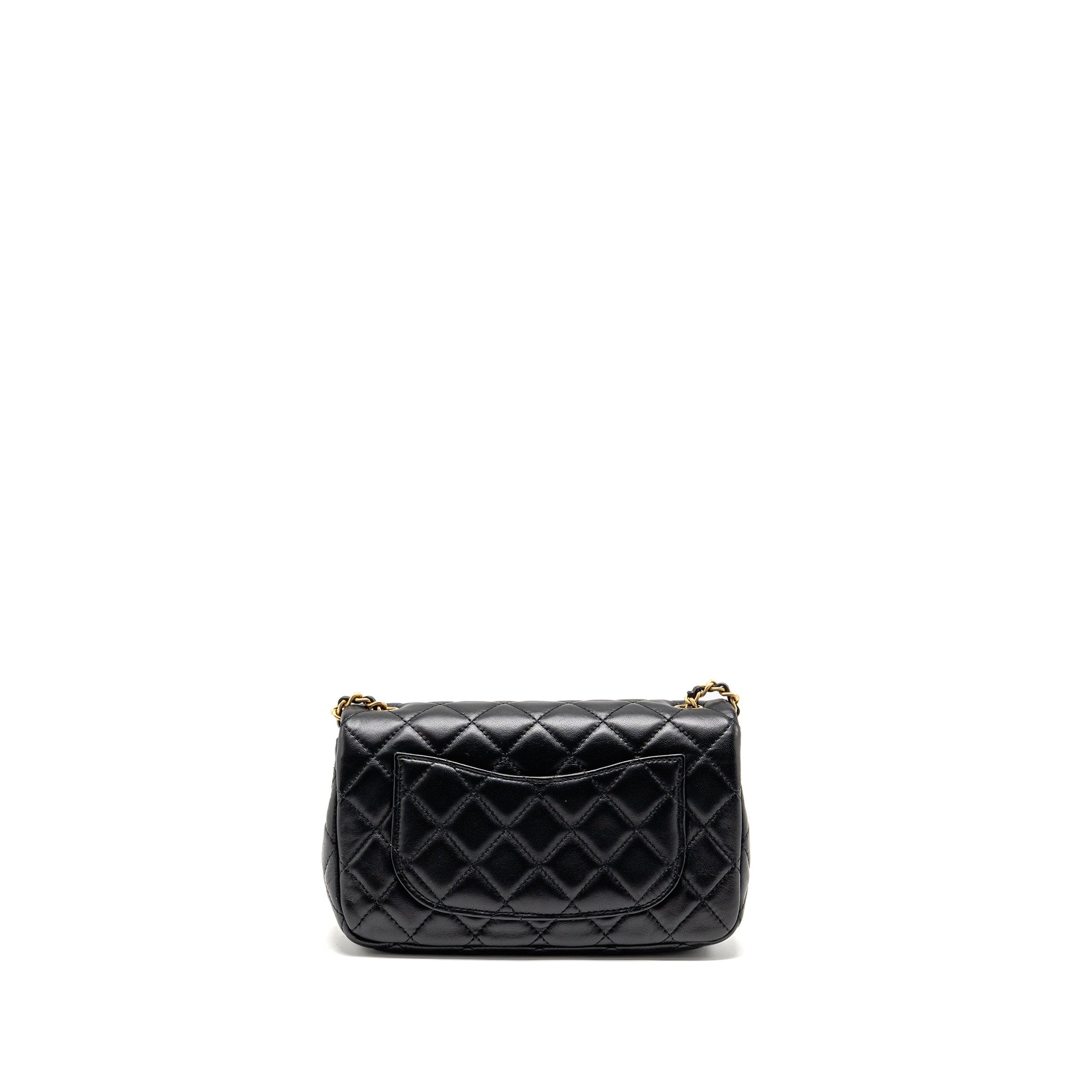 Chanel Pearl Crush Rectangular Flap Lambskin GHW Black Shoulder Bag Microchip 2