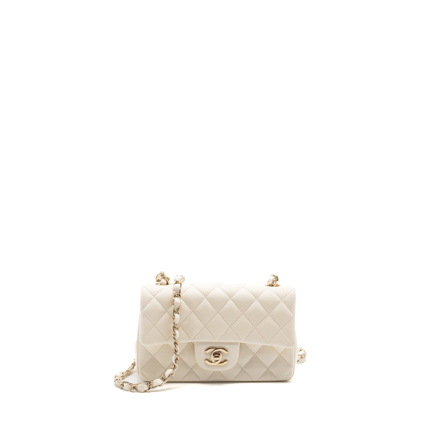Chanel Rectangular Flap Lambskin LGHW microchip White Shoulder Bag