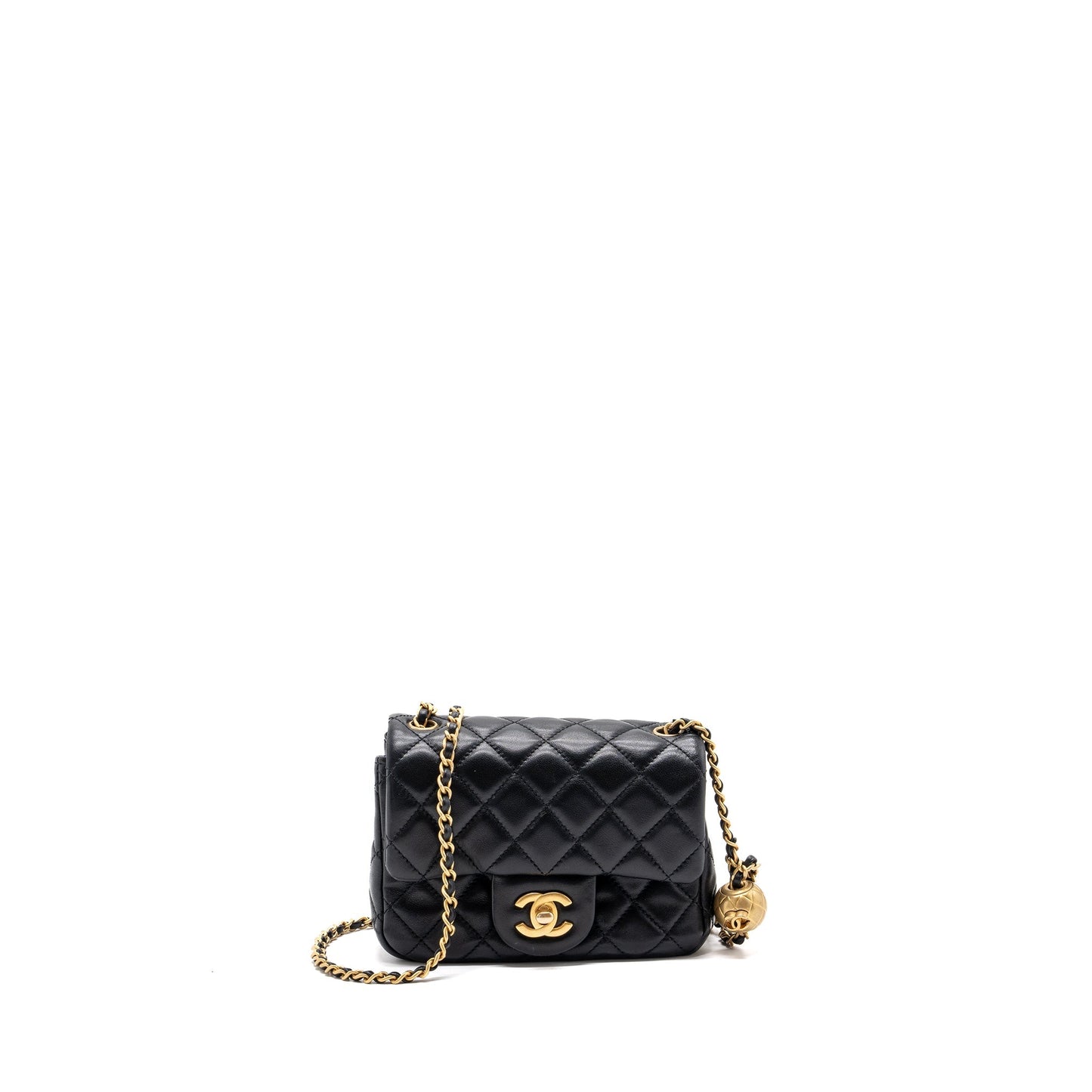 Chanel pearl crush square flap lambskin GHW Black Shoulder Bag Microchip 5