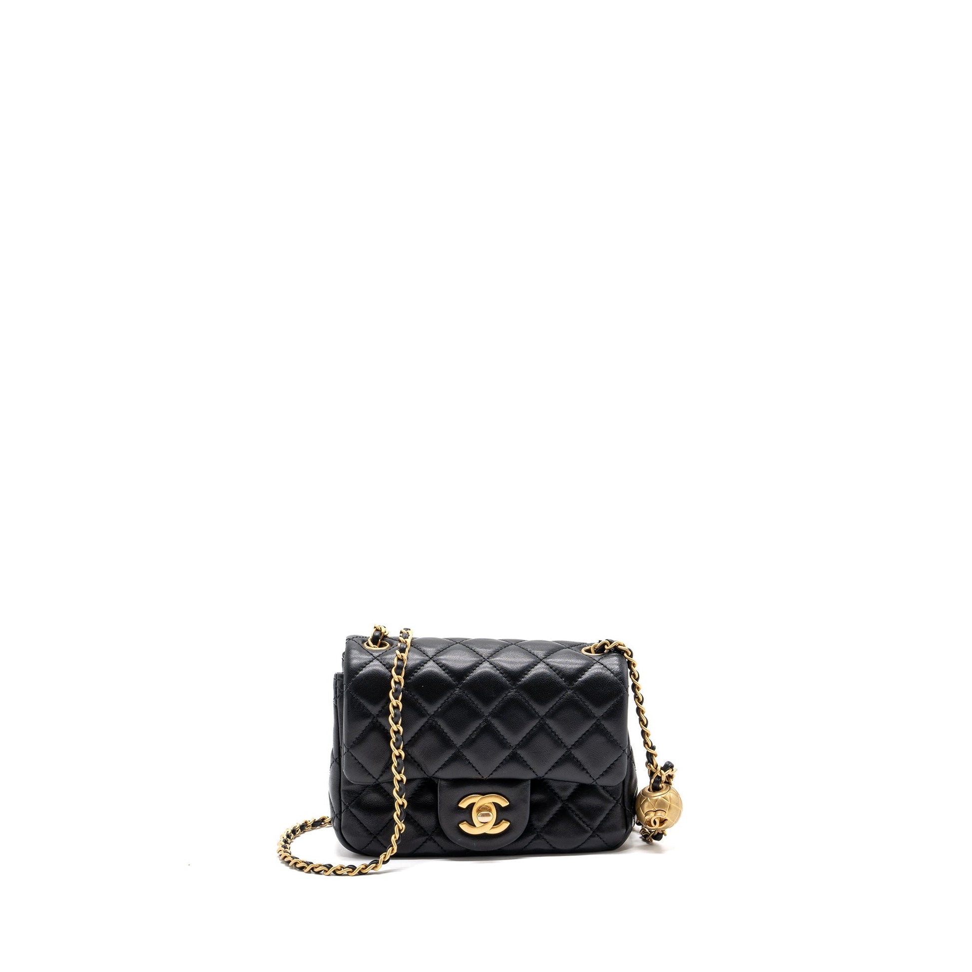 Chanel pearl crush square flap lambskin GHW Black Shoulder Bag Microchip 5