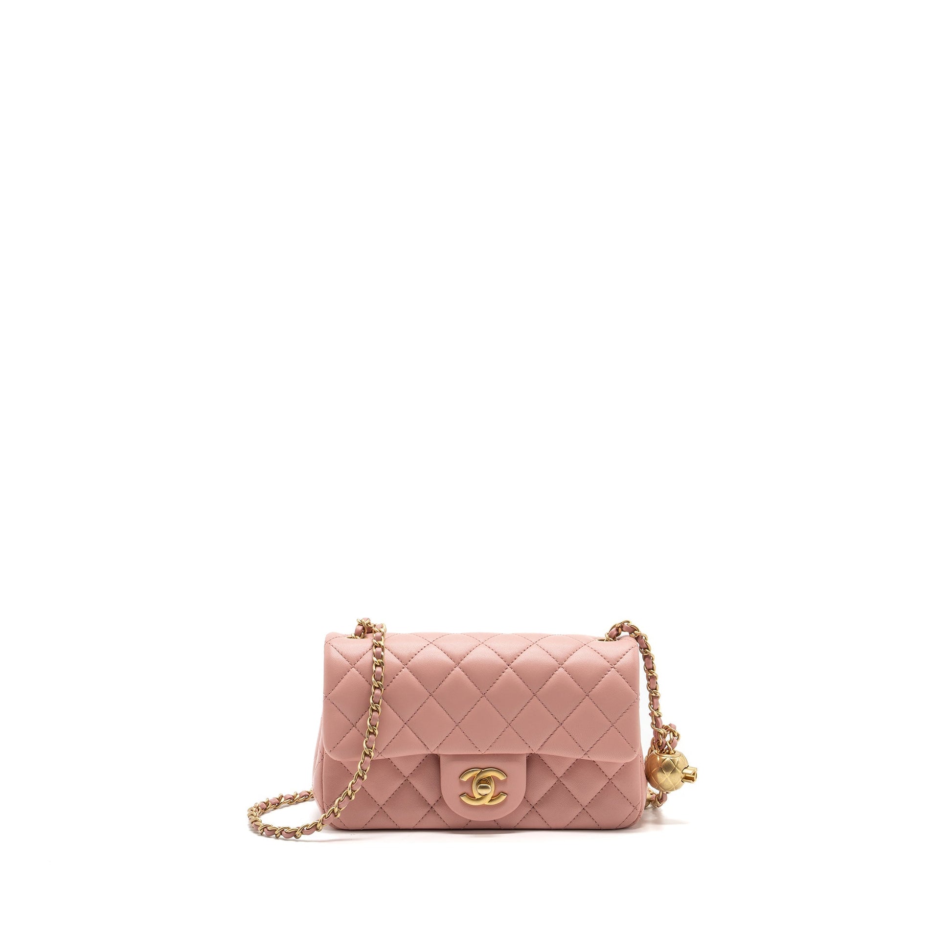 Chanel Pearl Crush Rectangular flap lambskin GHW Pink Shoulder Bag