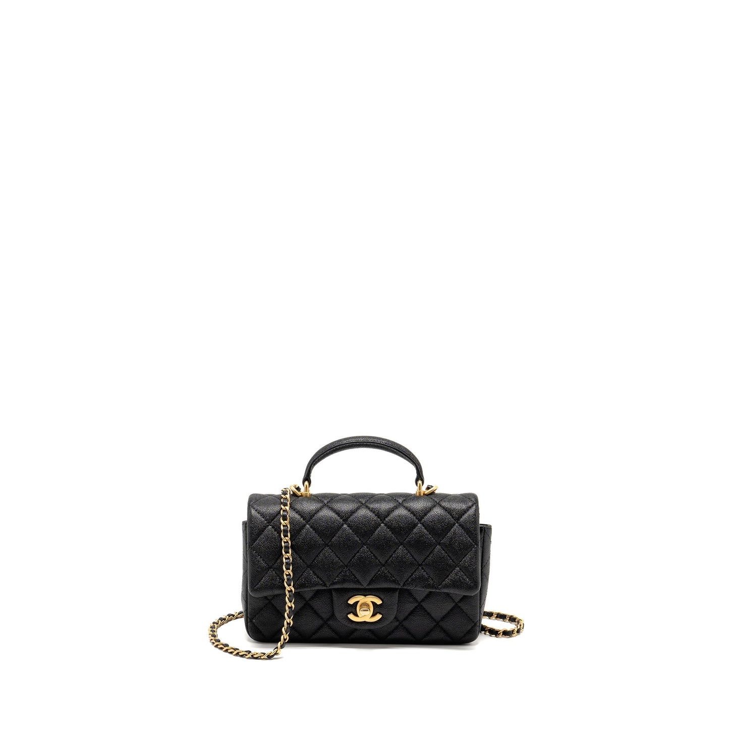 Chanel Top Handle Rectangular Flap Caviar GHW Black Shoulder Bag Ghw 1