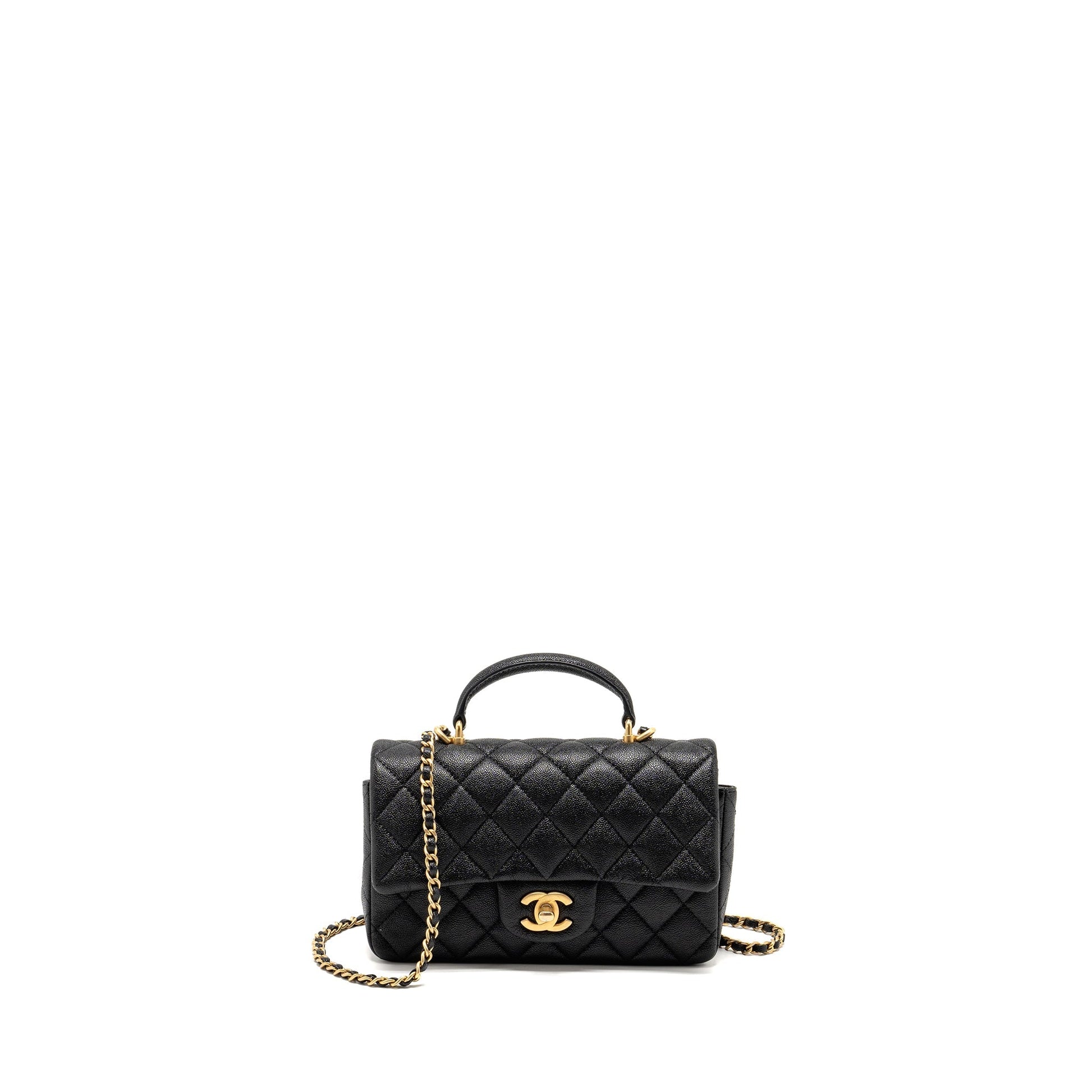 Chanel Top Handle Rectangular Flap Caviar GHW Black Shoulder Bag Ghw 1