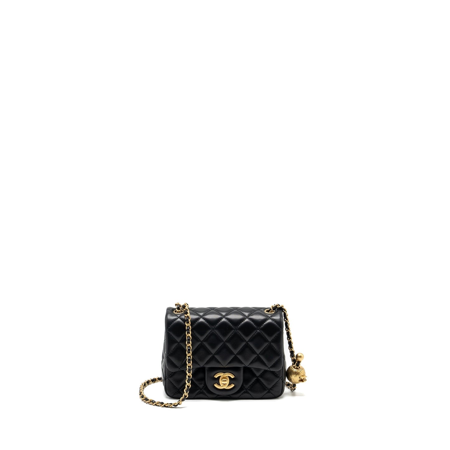 Chanel Pearl Crush Square Lambskin GHW Microchip Black Mini Bag
