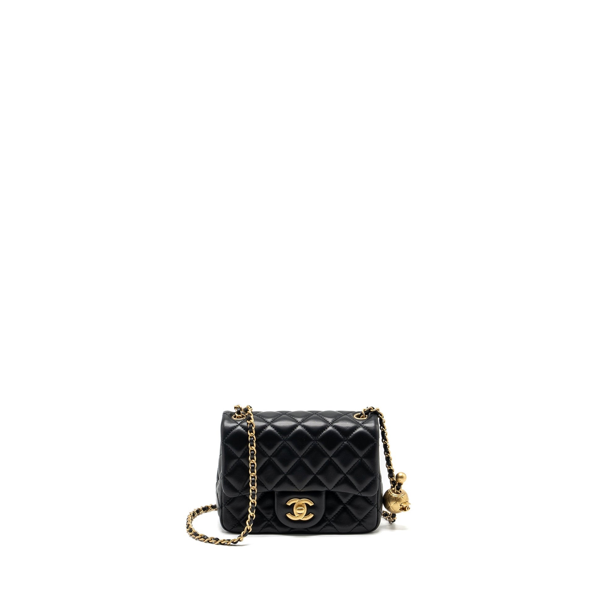 Chanel Pearl Crush Square Lambskin GHW Microchip Black Mini Bag