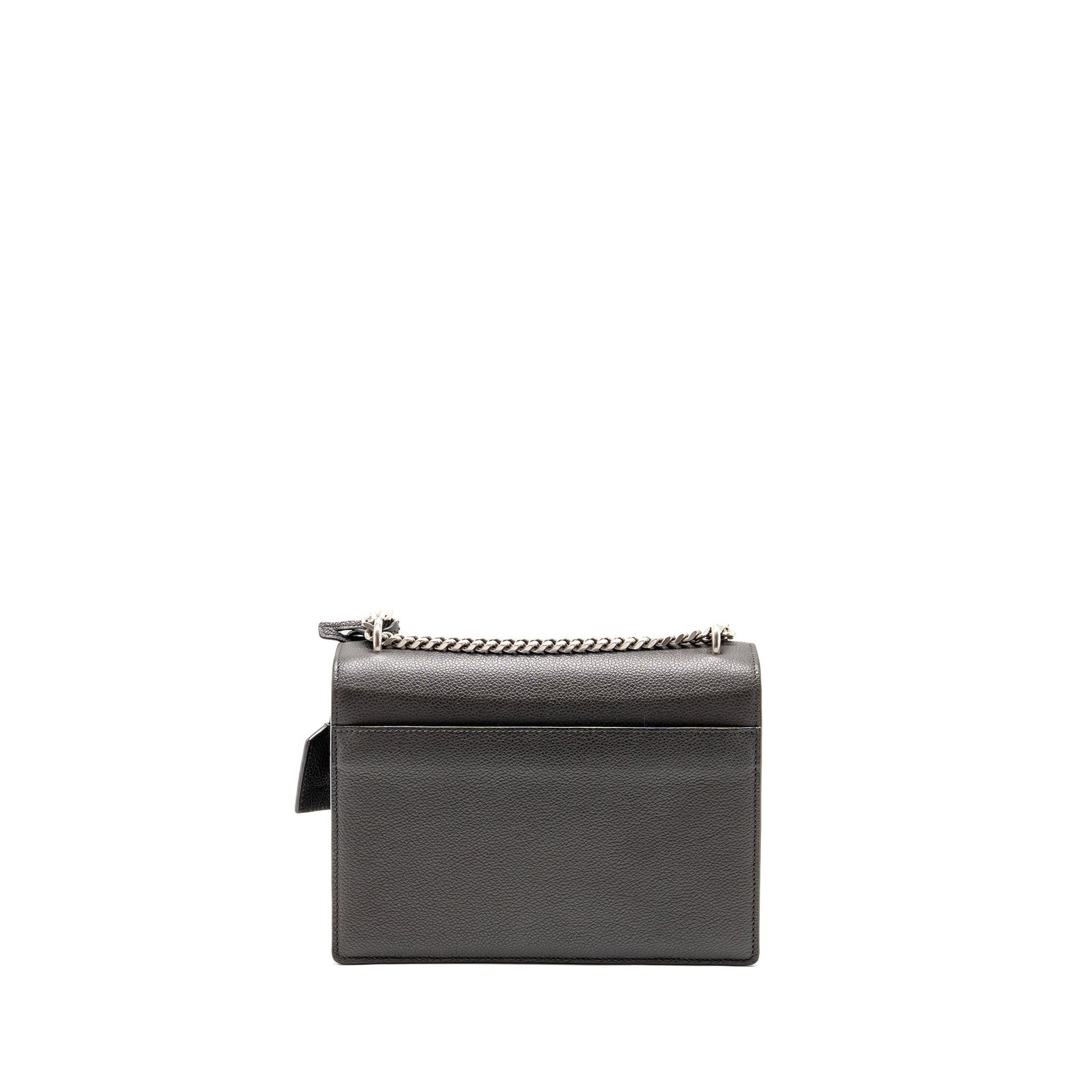 YSL Saint Laurent Sunset Purse Calfskin Grey Travel Bag Medium