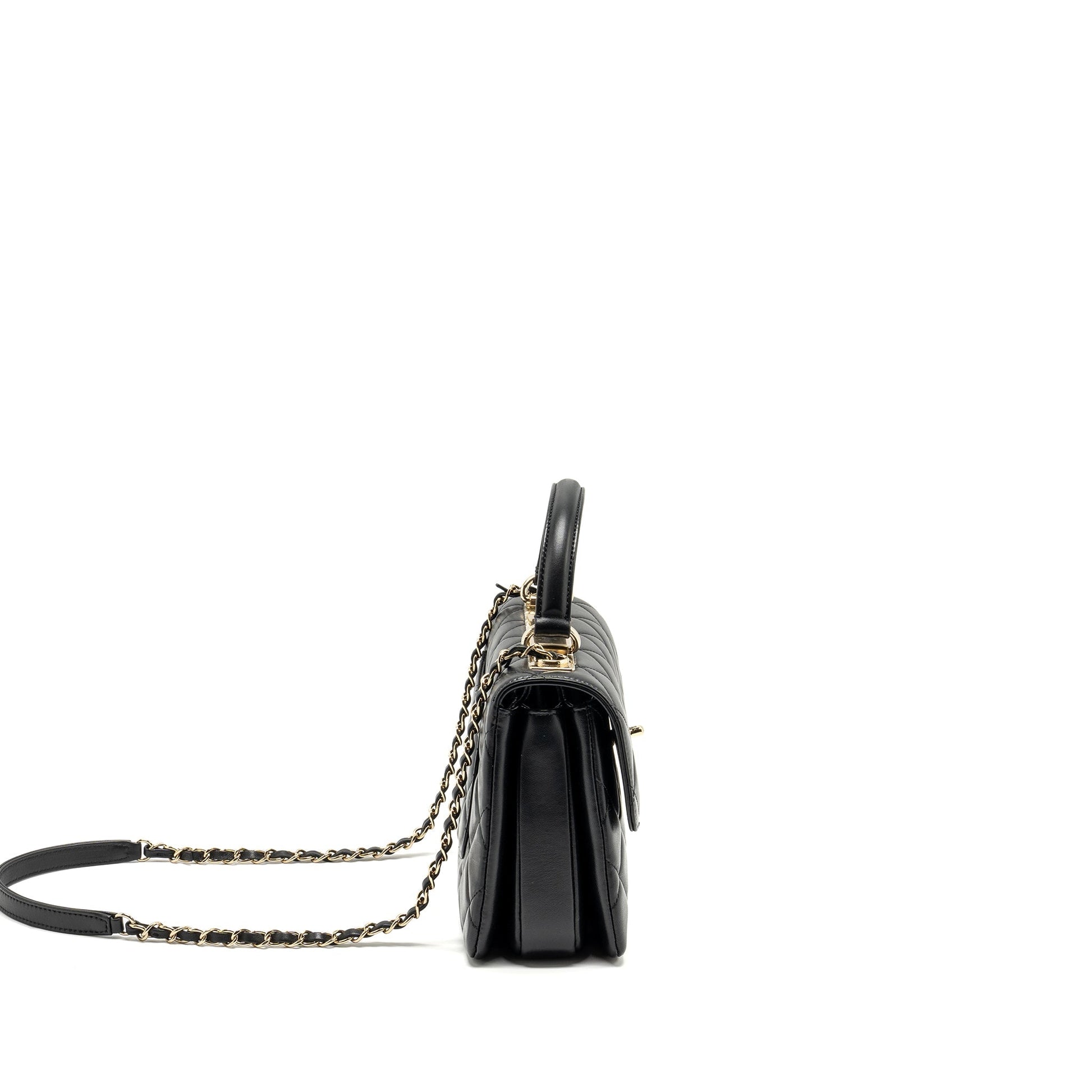 Chanel Trendy CC Flap Lambskin LGHW Microchip Black Small Shoulder Bag