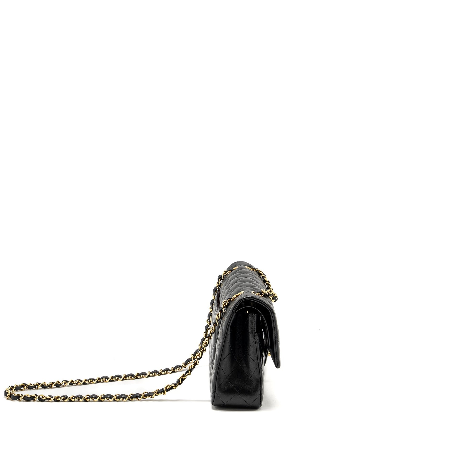 Chanel Classic Double Flap Lambskin GHW microchip Black Shoulder Bag