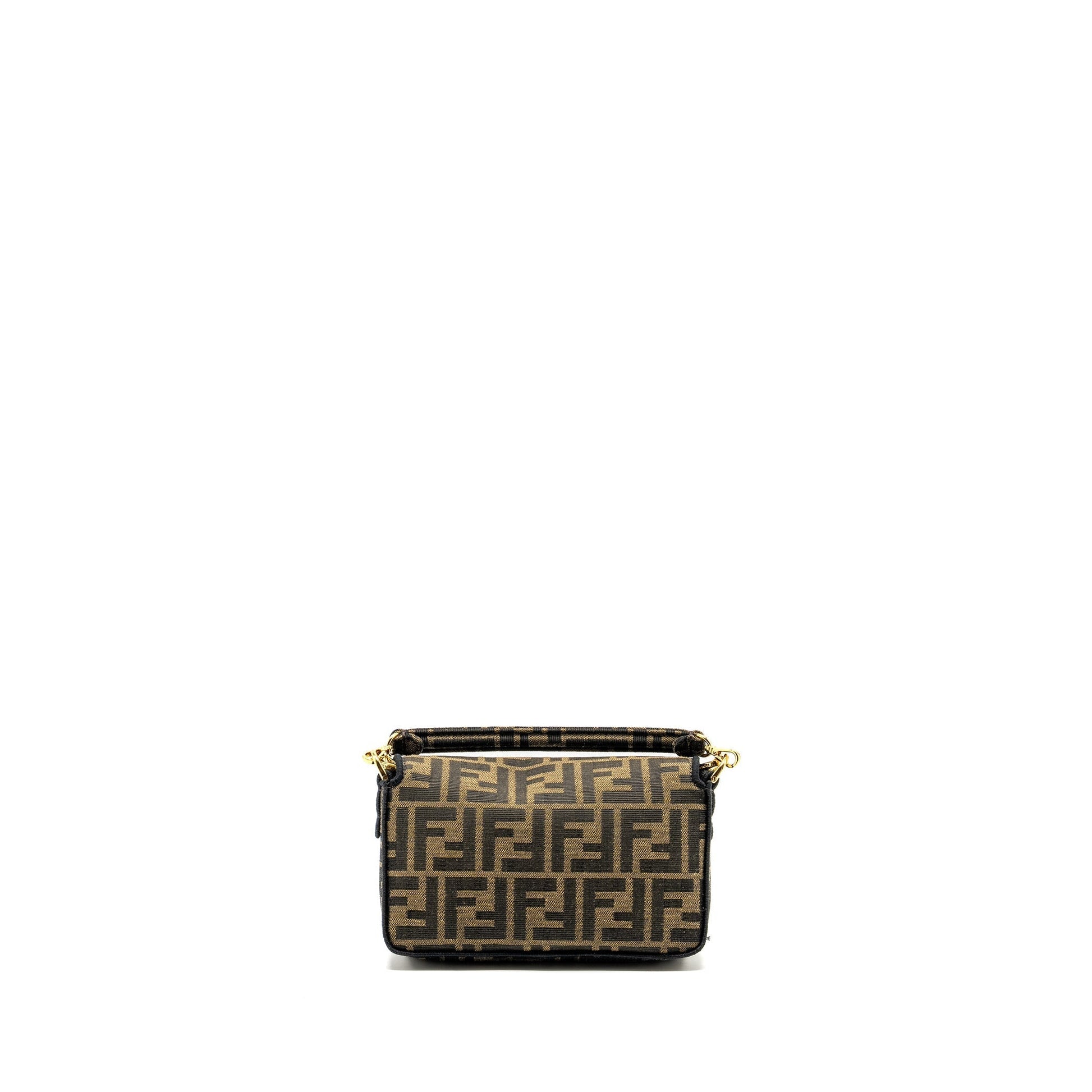 Fendi Baguette Purse Jacquard Fabric Brown Mini Shoulder Bag