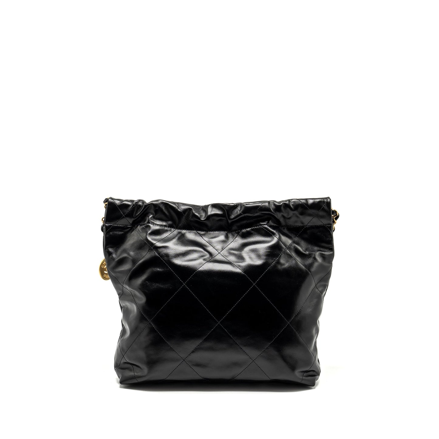 Chanel 22 Shiny Calfskin GHW Microchip Black Small Handbag