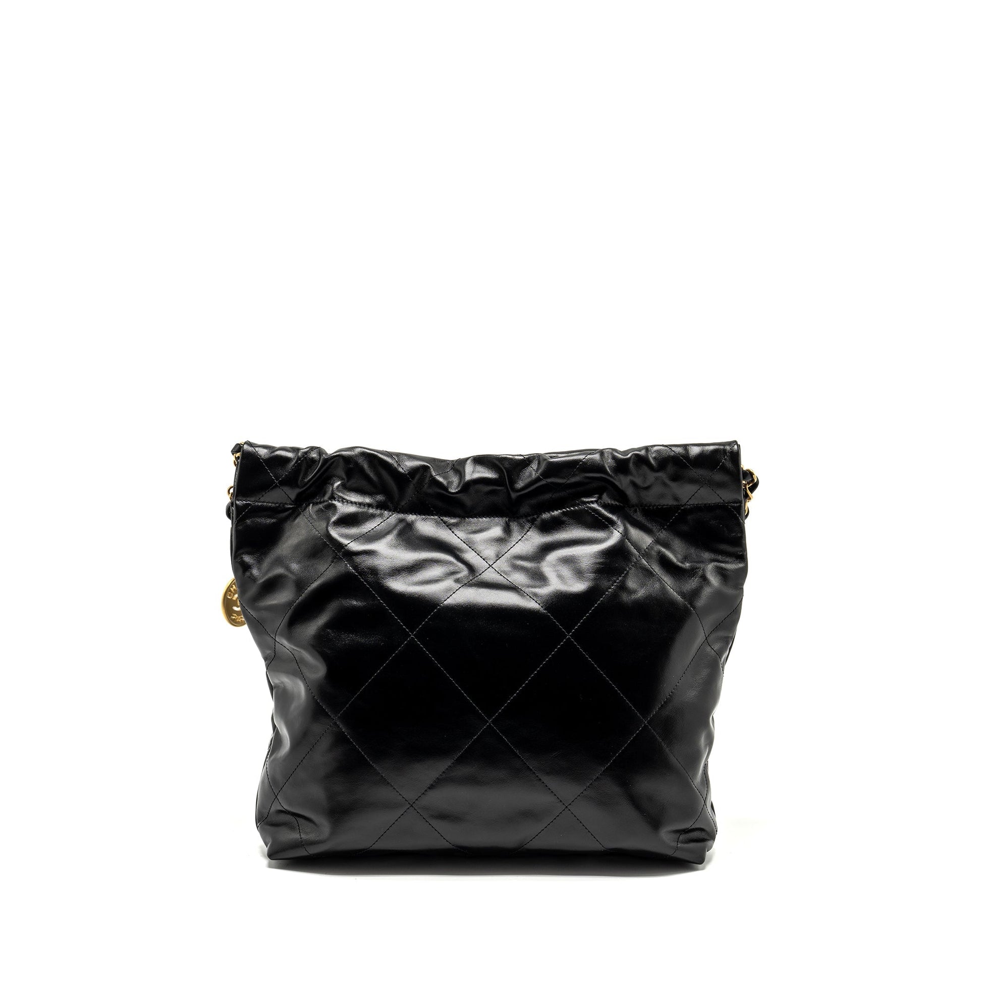 Chanel 22 Shiny Calfskin GHW Microchip Black Small Handbag