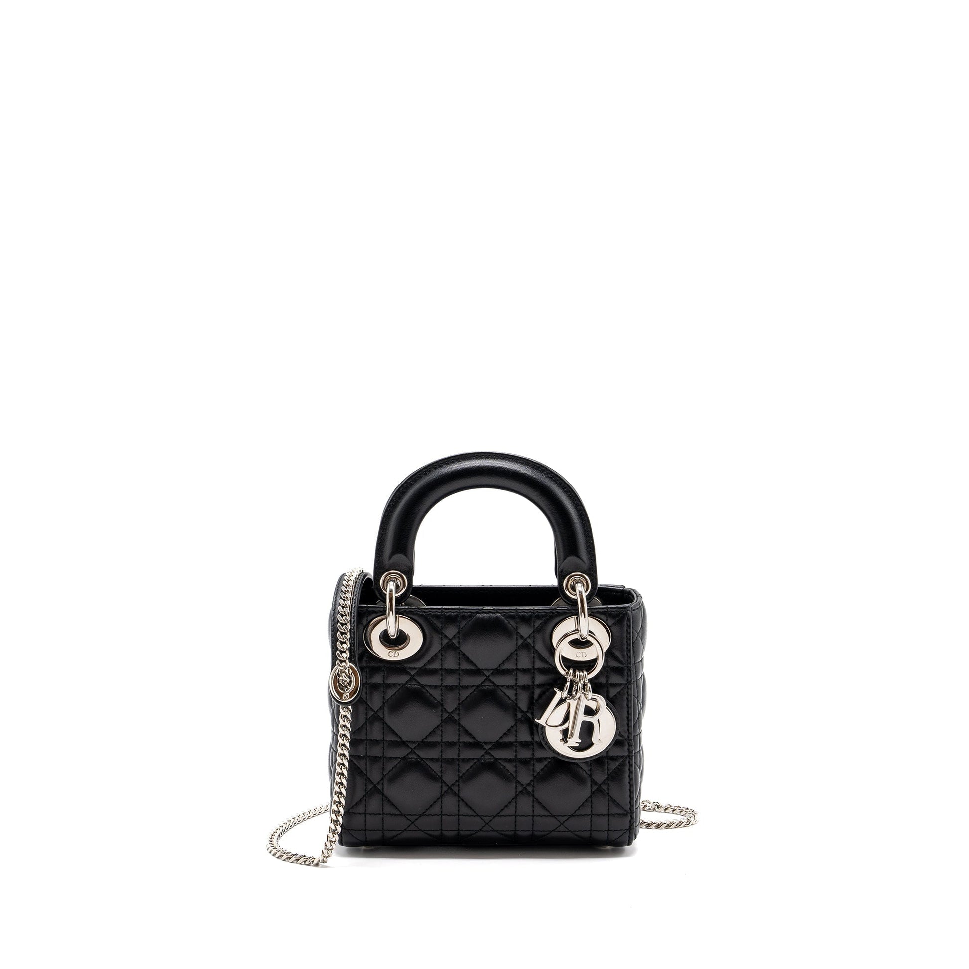 Dior Lady Lambskin Handbag Black Mini Travel Bag Black Handbag