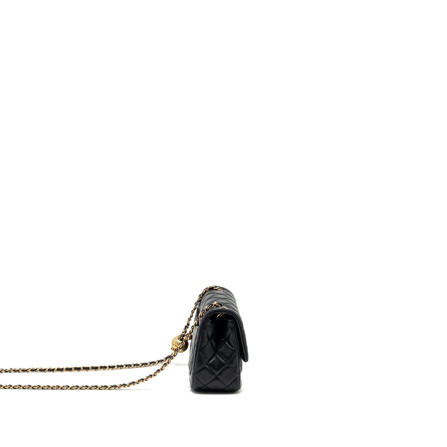 Chanel Pearl Crush Square Lambskin GHW Microchip Black Mini Bag