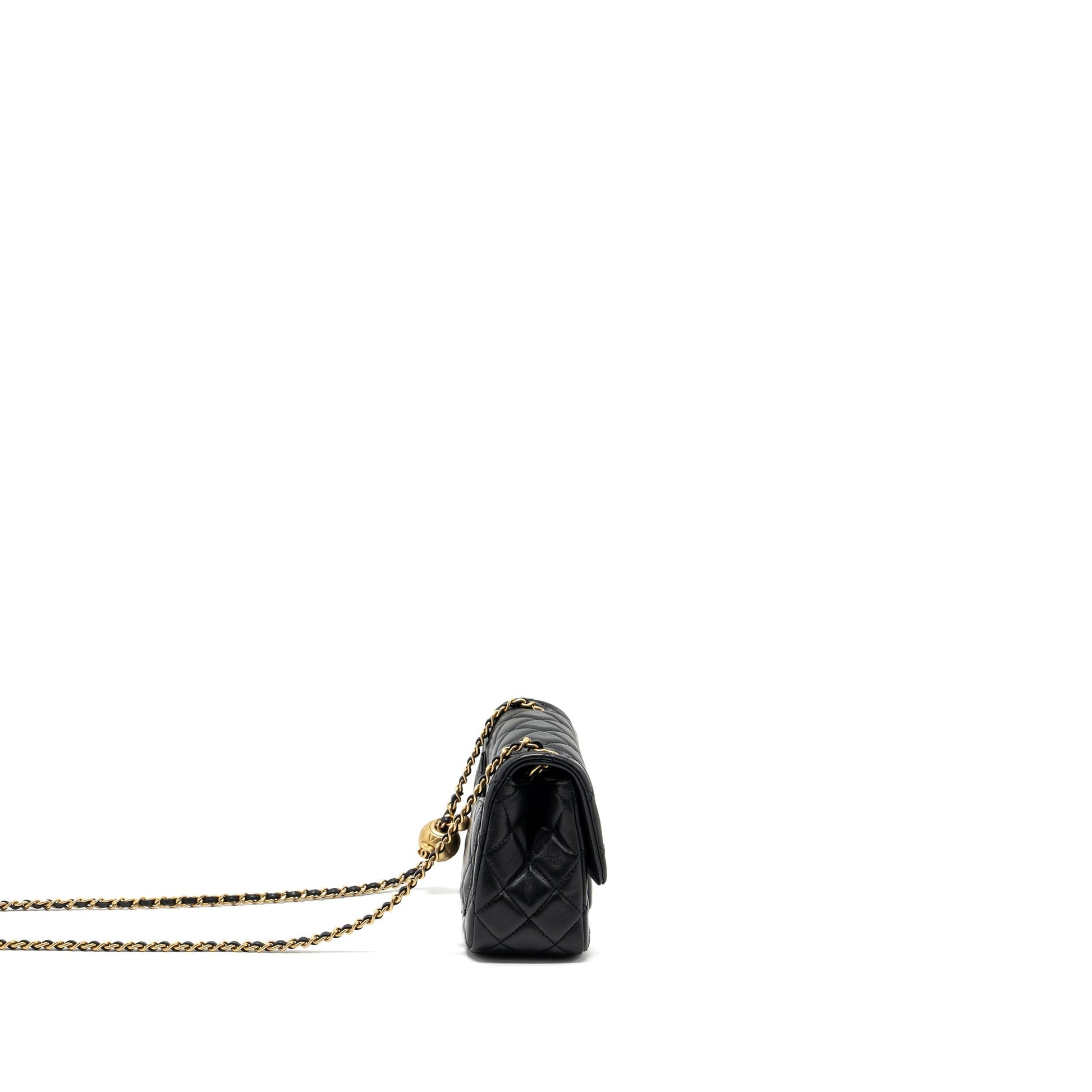 Chanel Pearl Crush Square Lambskin GHW Microchip Black Mini Bag