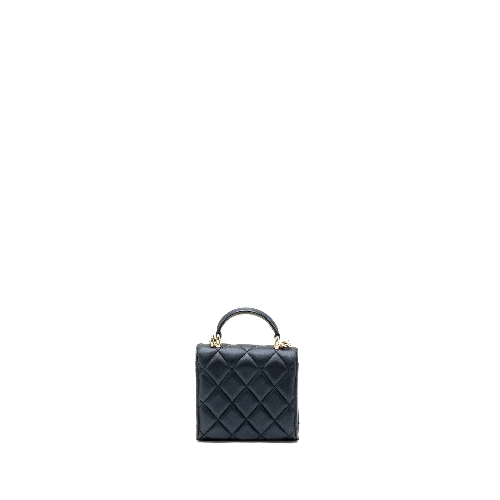 Chanel Top Handle Flap Pearly Lambskin Dark Blue Shoulder Bag