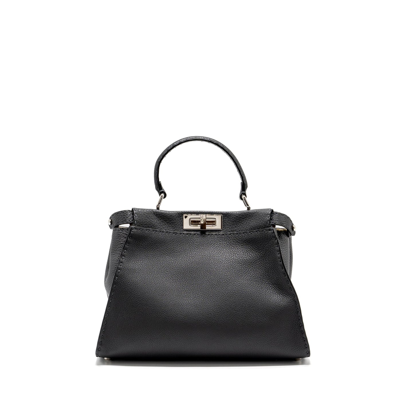 Fendi Peekaboo Purse Selleria Leather Black Medium Travel Bag