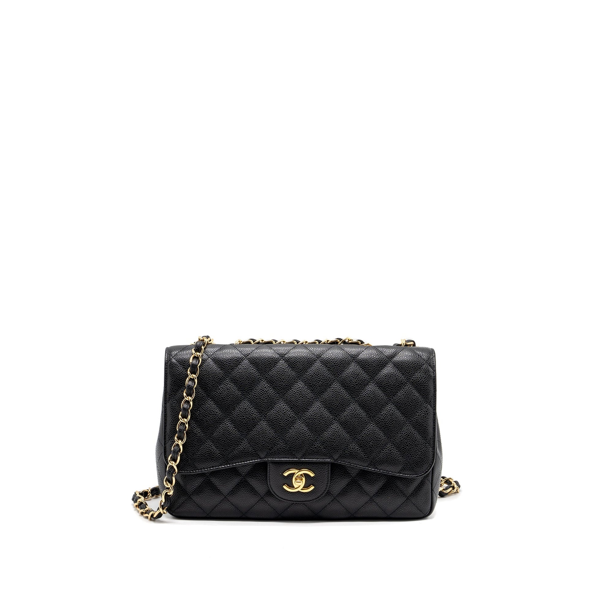 Chanel classic jumbo single flap caviar GHW Black Shoulder Bag