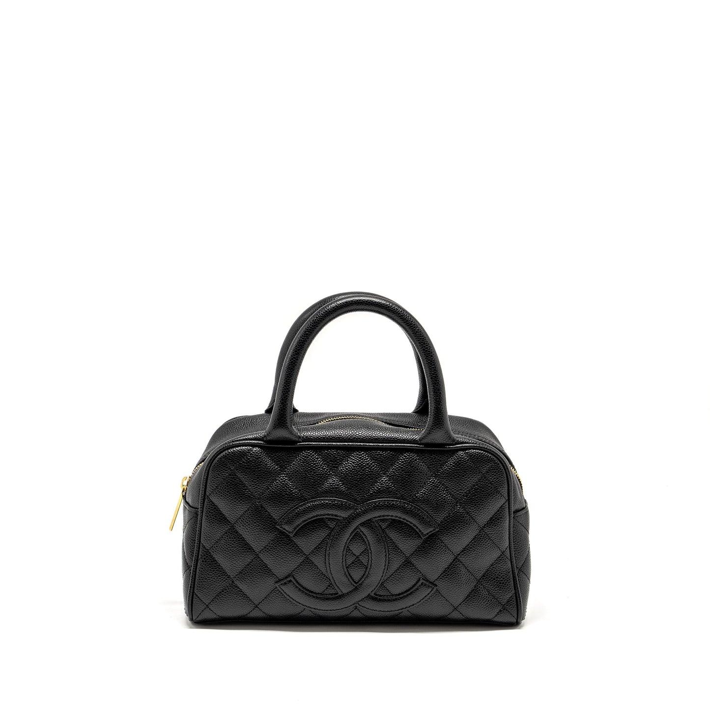 Chanel Quilted CC Logo Bowling Caviar GHW Black Handbag