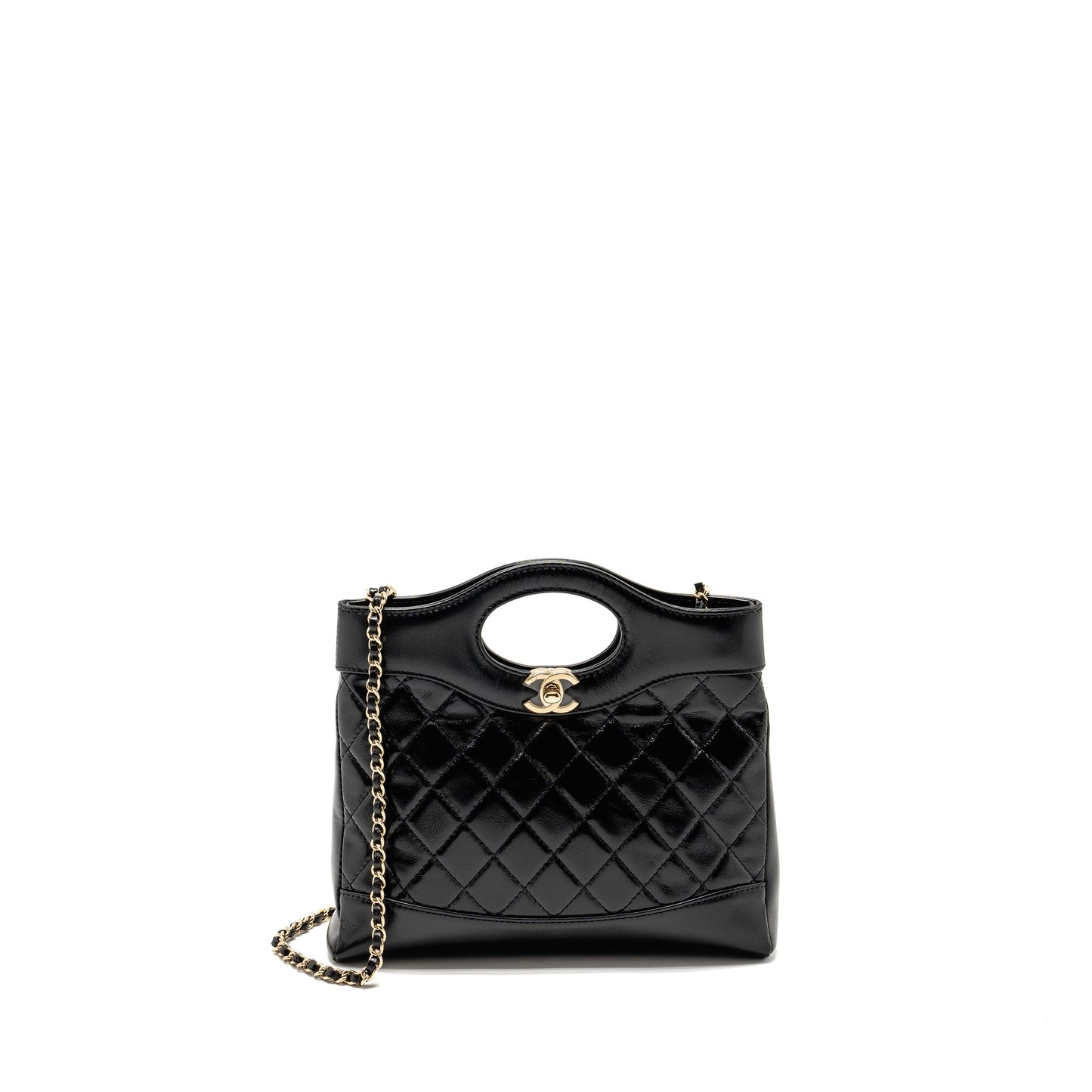 Chanel 31 Shiny Calfskin LGHW Microchip Black Mini Bag