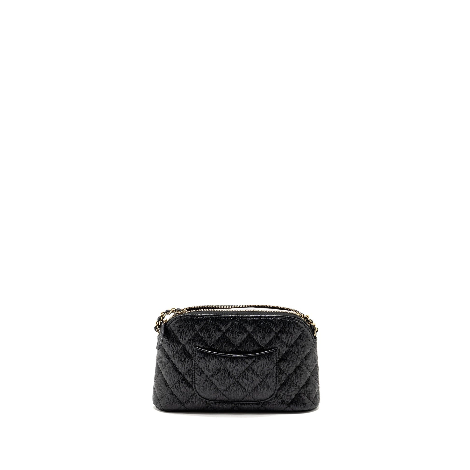Chanel Classic CC Caviar LGHW Microchip Black Clutch Bag