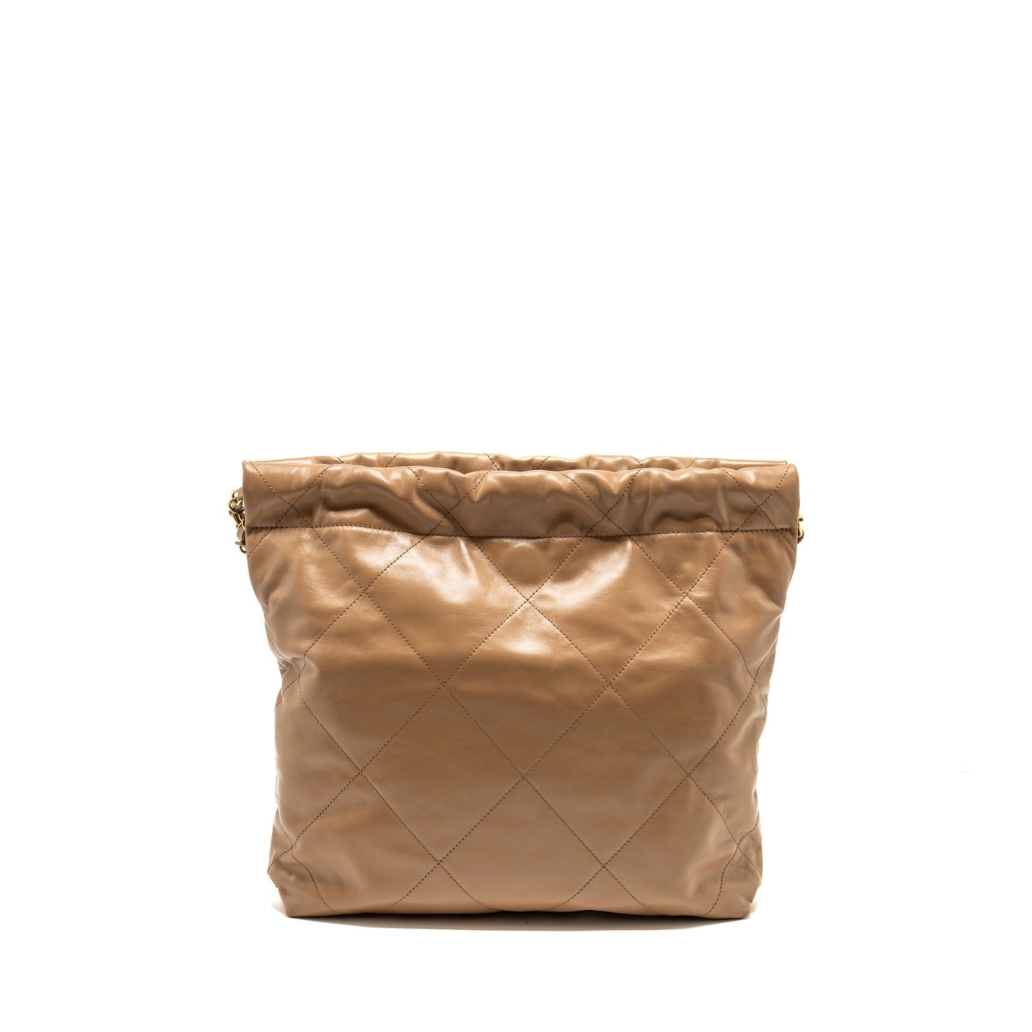 Chanel 22 Shiny Calfskin Dark GHW microchip Beige Small Handbag