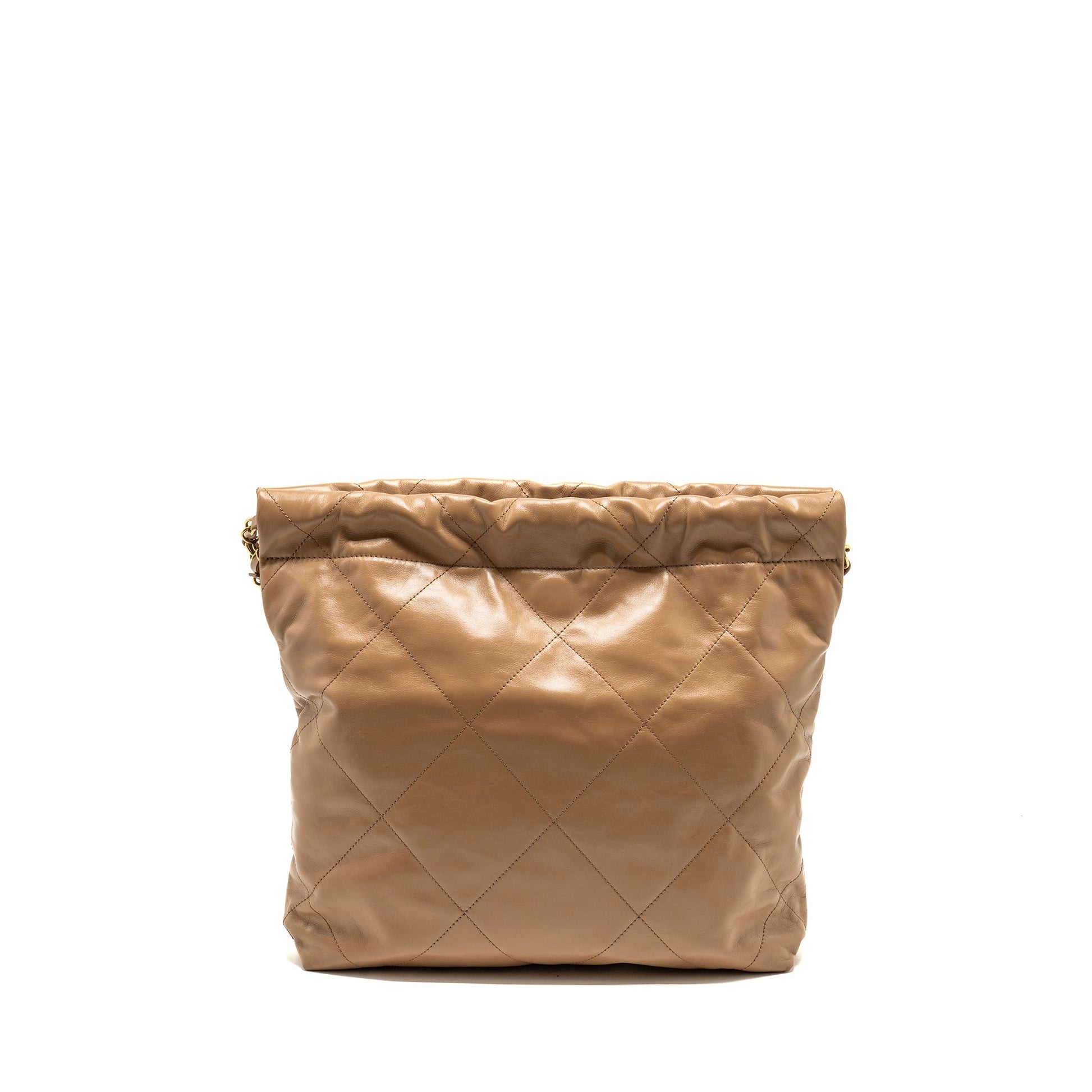 Chanel 22 Shiny Calfskin Dark GHW microchip Beige Small Handbag